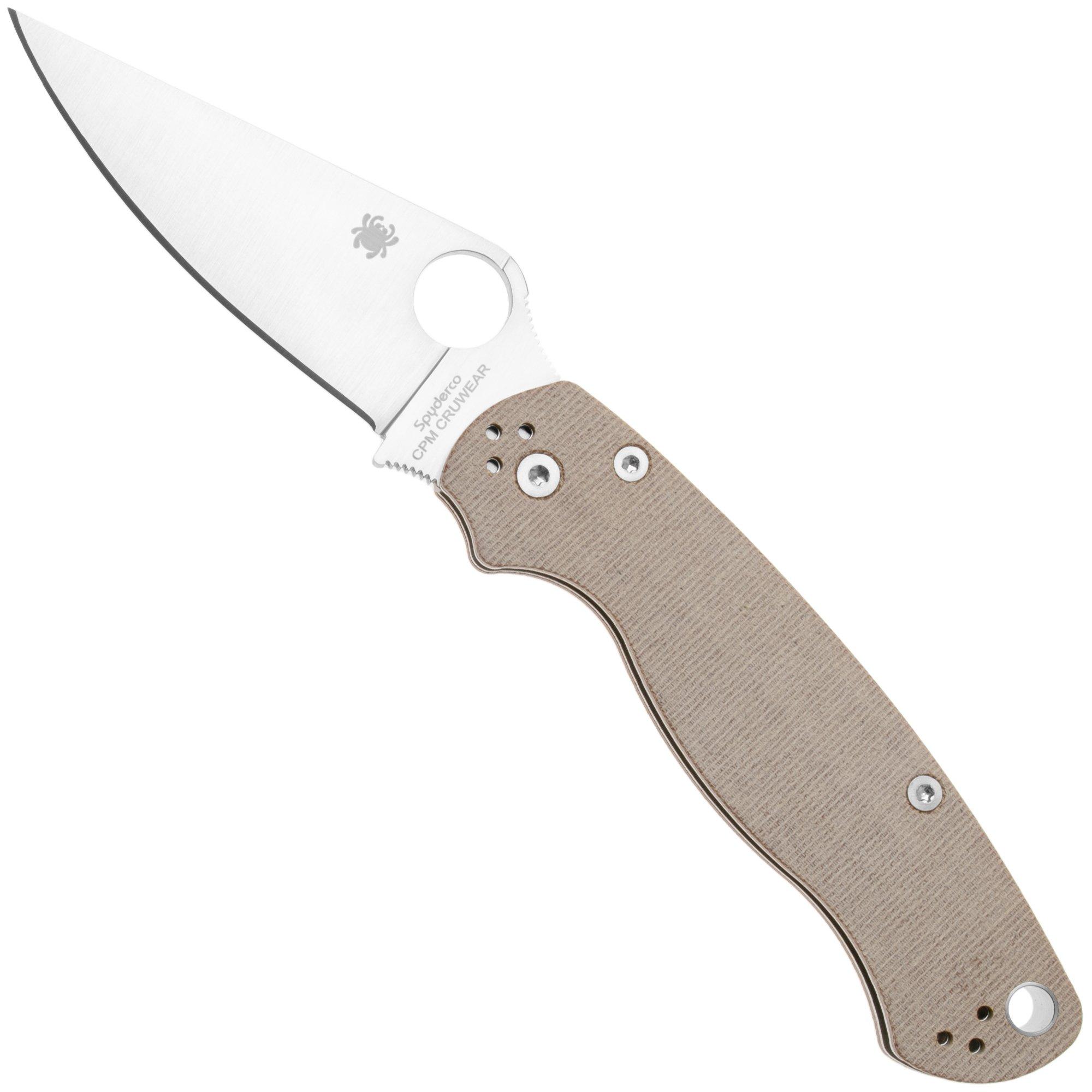 Spyderco C81MPCW2 Paramilitary 2 Brown Canvas Micarta CruWear pocket knife