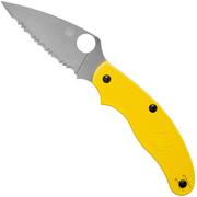 Spyderco UK Penknife Salt LC200N Serrated C94SYL Yellow pocket knife