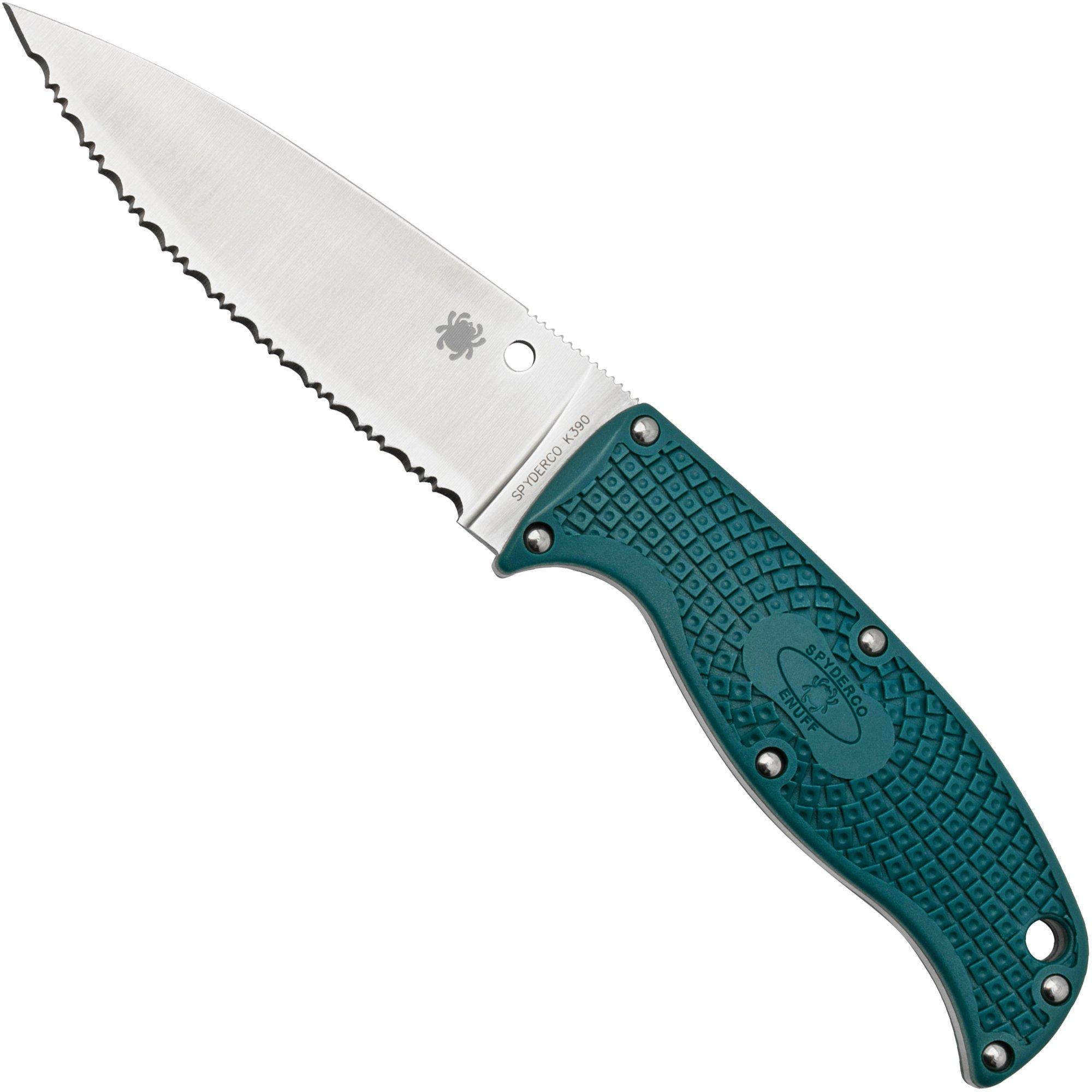Nóż z głownią stałą Spyderco Enuff 2 FB31SBL2K390 K390, Blue FRN, ostrze ząbkowane