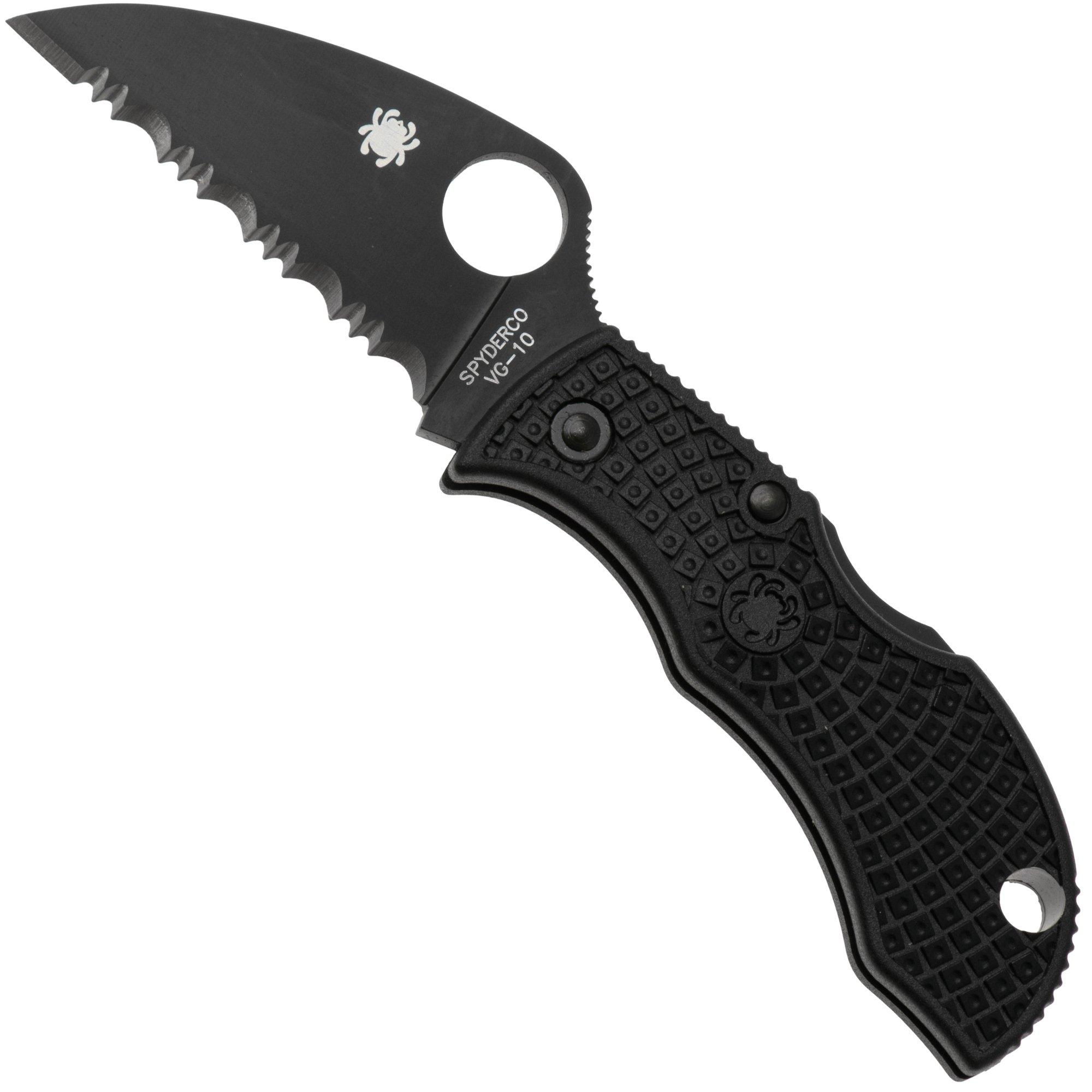 Spyderco Manbug Wharncliffe Black MBKWSBK Black FRN serrated pocket knife