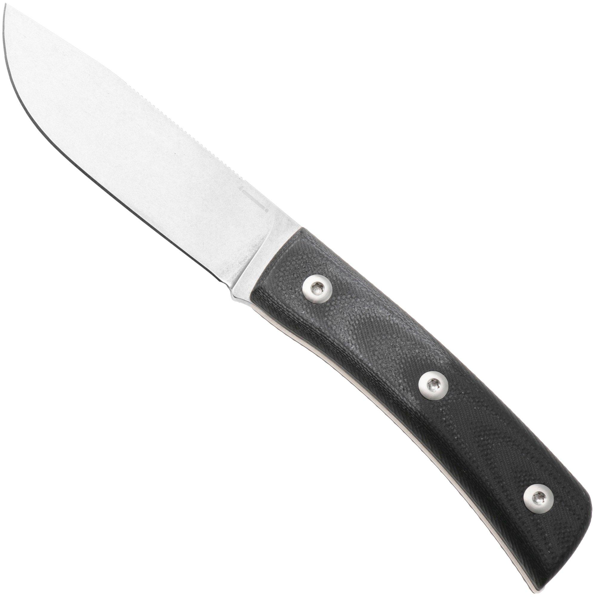 Straightline Buster BS-BG Stonewashed M390, Black G10, Fahrtenmesser