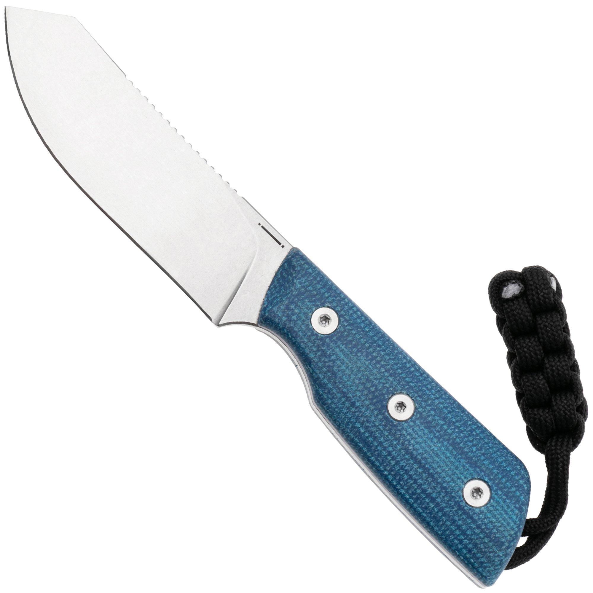 StraightLine Digger DG-BC Stonewashed 14C28N, Blue Canvas Micarta, fixed knife