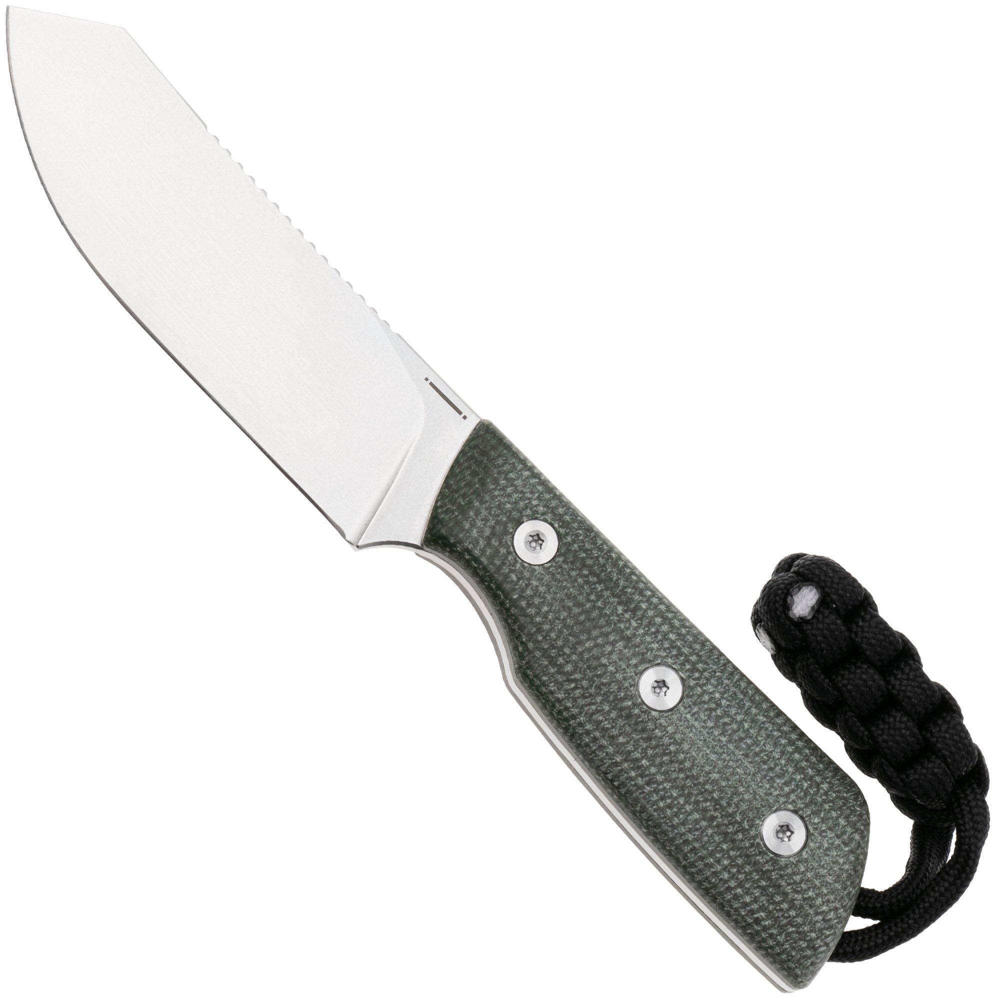 StraightLine Digger DG-GC Stonewashed 14C28N, Green Canvas Micarta, fixed knife