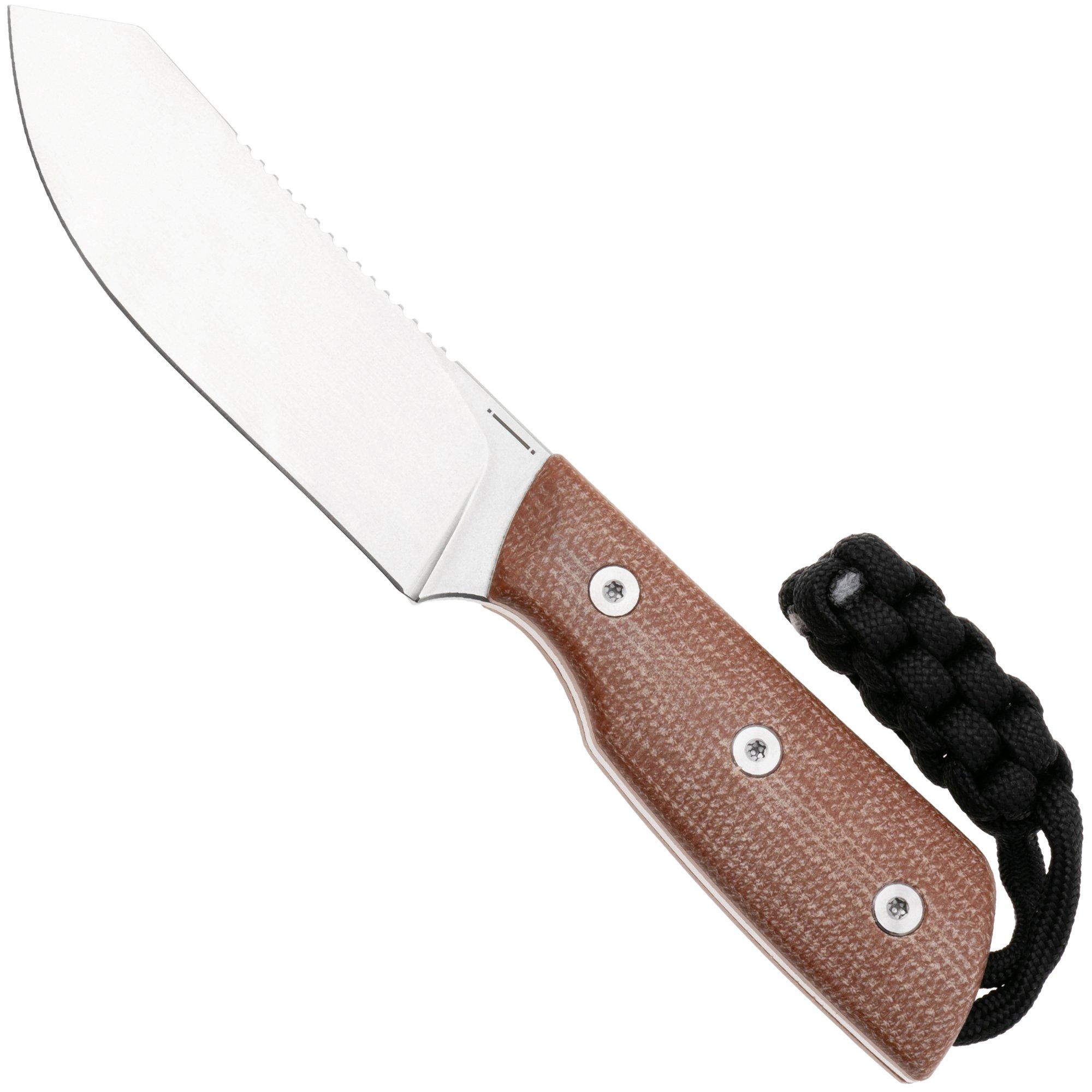 StraightLine Digger DG-NC Stonewashed 14C28N, Natural Canvas Micarta, fixed knife