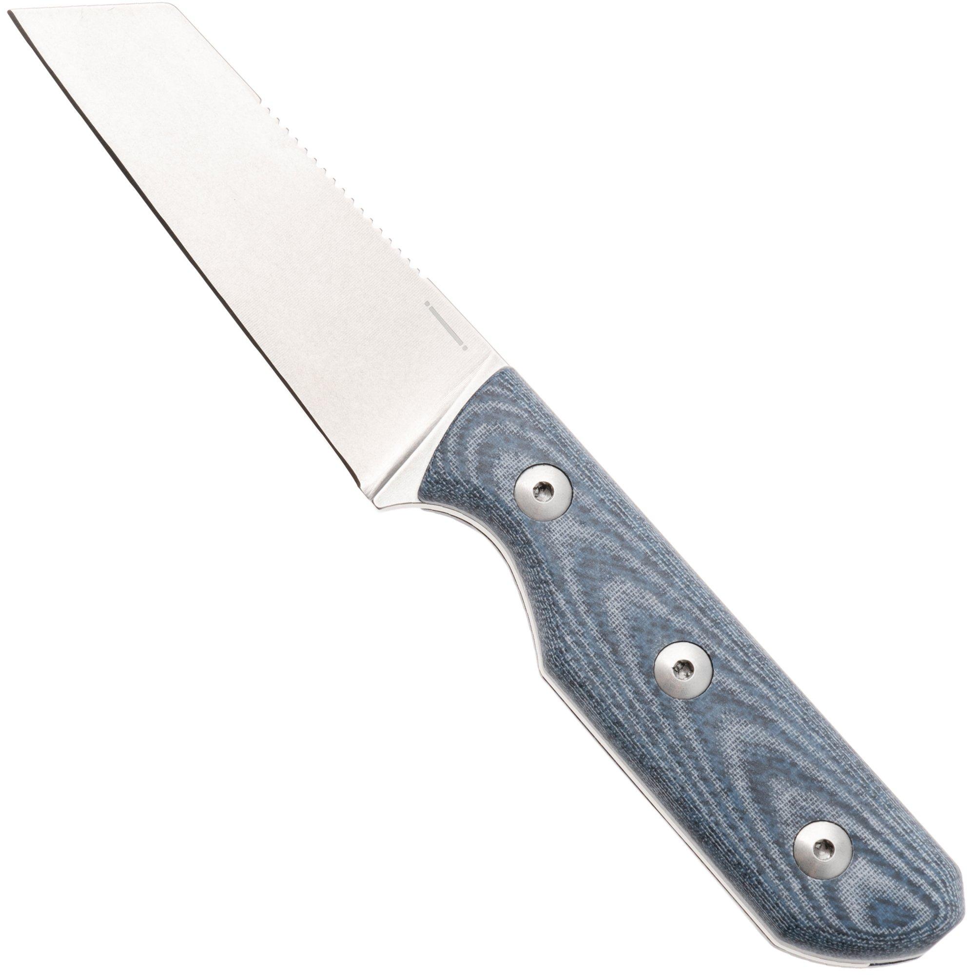 StraightLine Scorer SC-DC Stonewashed MagnaCut, Denim Canvas Micarta, vaststaand mes