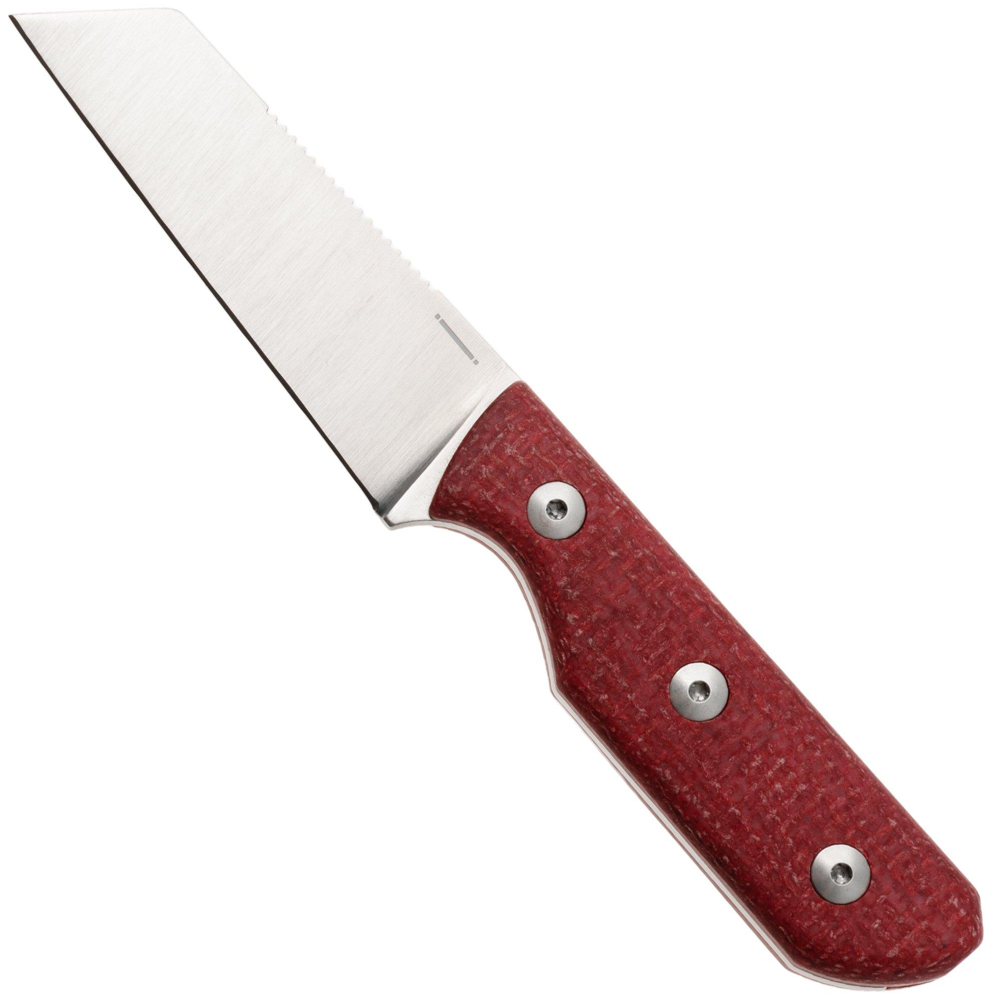 StraightLine Scorer SC-RB Satin MagnaCut, Red Burlap Micarta, Fahrtenmesser