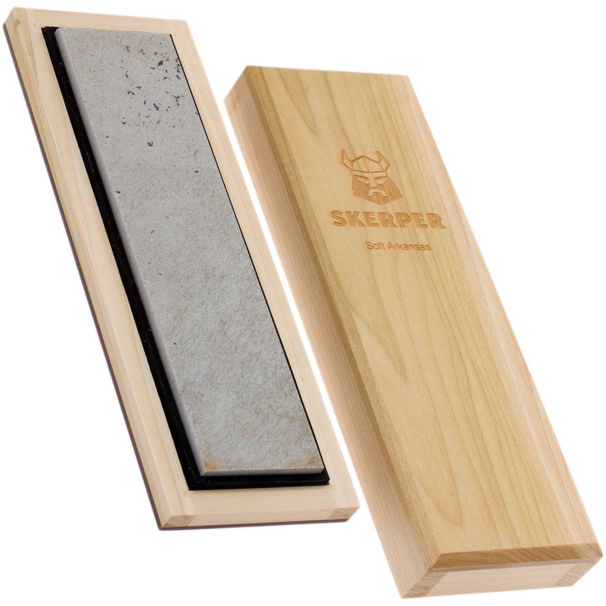 Genuine Arkansas Whetstone Novaculite Combination Bench Sharpening Stones in Wood Box Sizes 6 to 10 Soft / Hard / 8 x 2 x 1