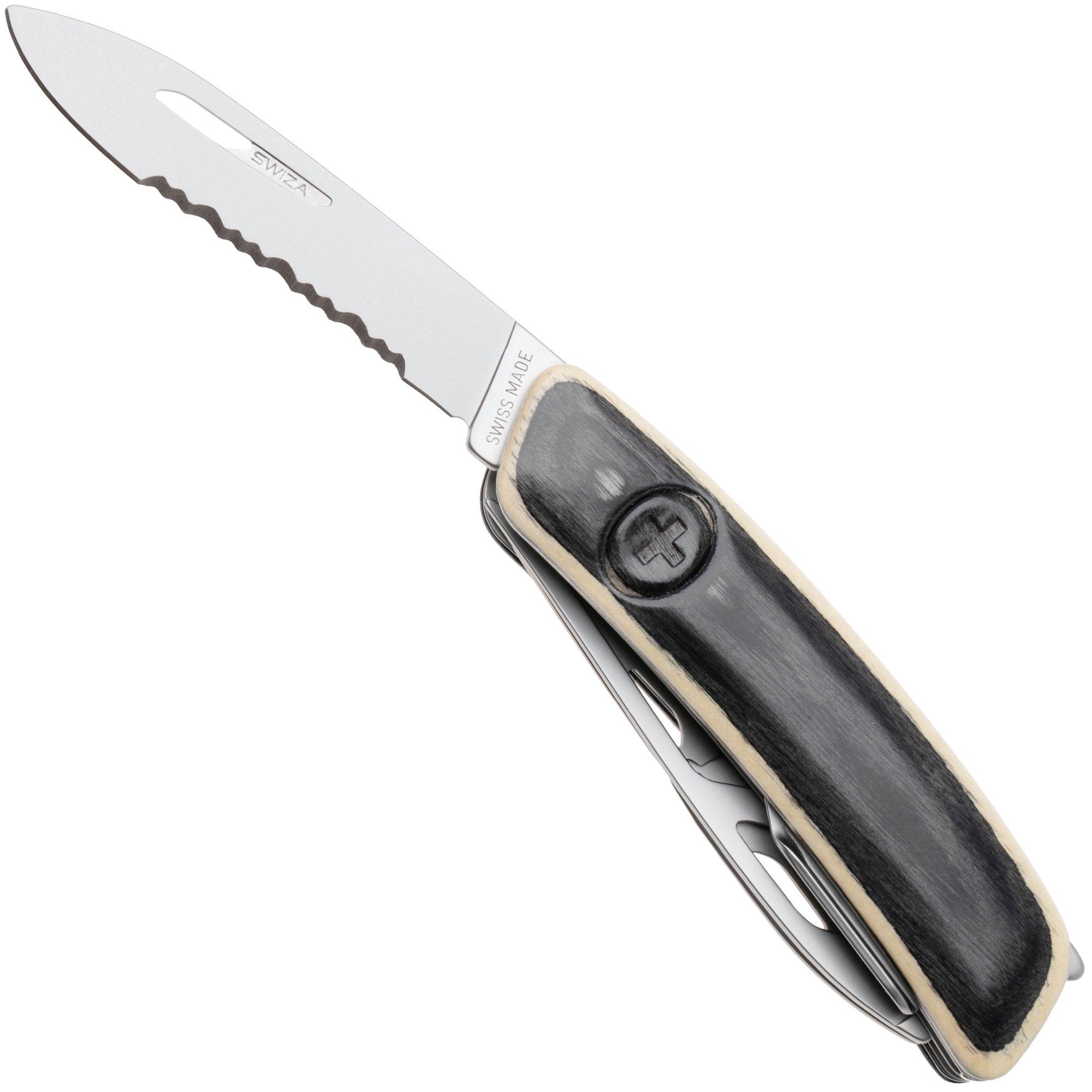 Swiza CH05T R AM, KCR.0056.6520, Laminate White, Zwitsers zakmes, partly serrated, 7 tools