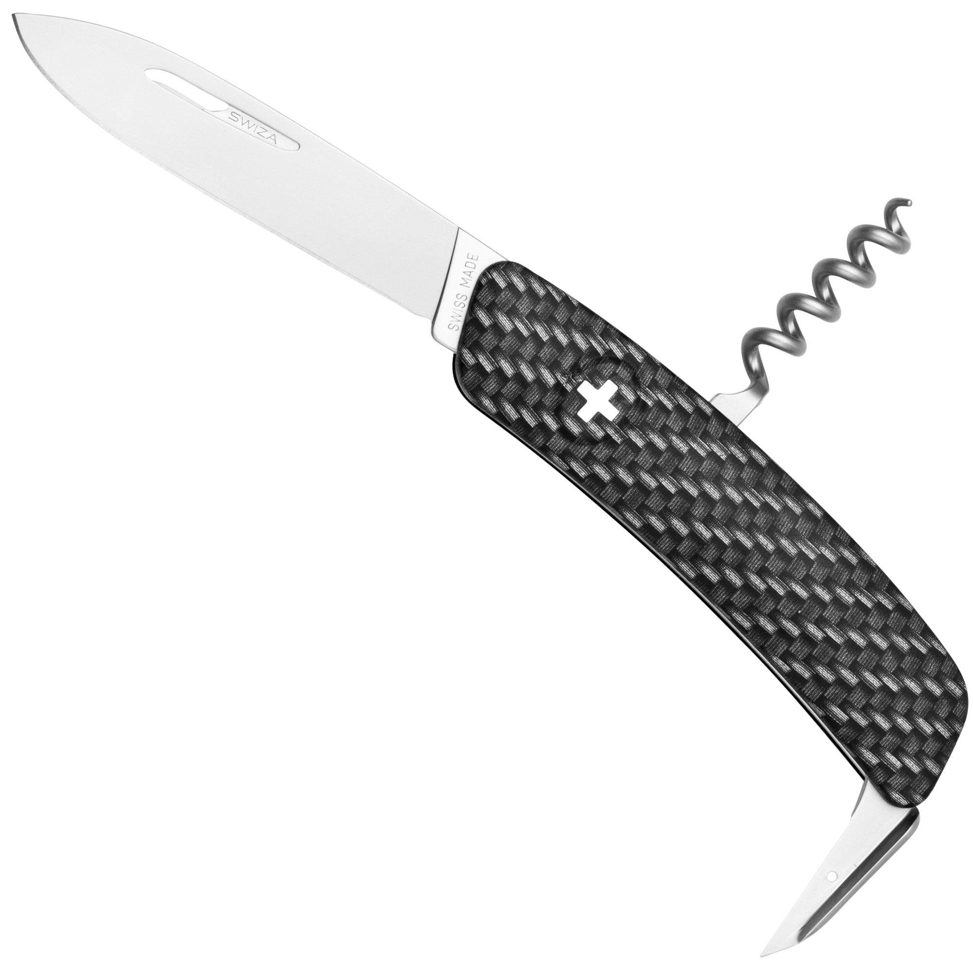 Szwajcarski scyzoryk Swiza D01, carbon fibre print