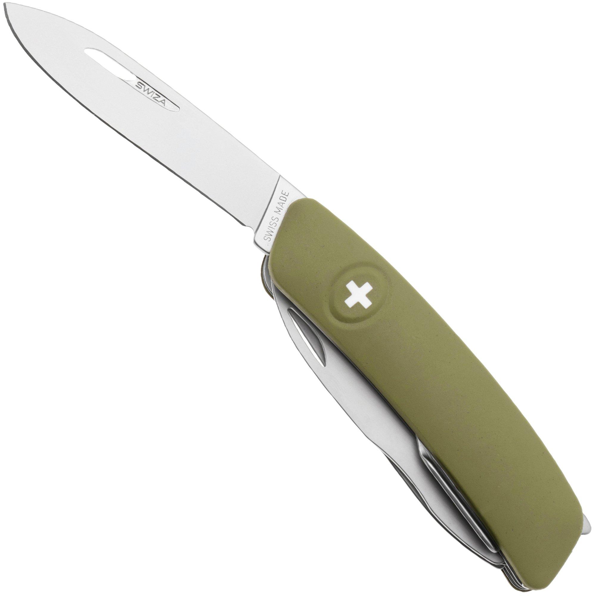 Swiza D08 R AM, KNR.0126.1050, Olive, Swiss pocket knife, 8 tools