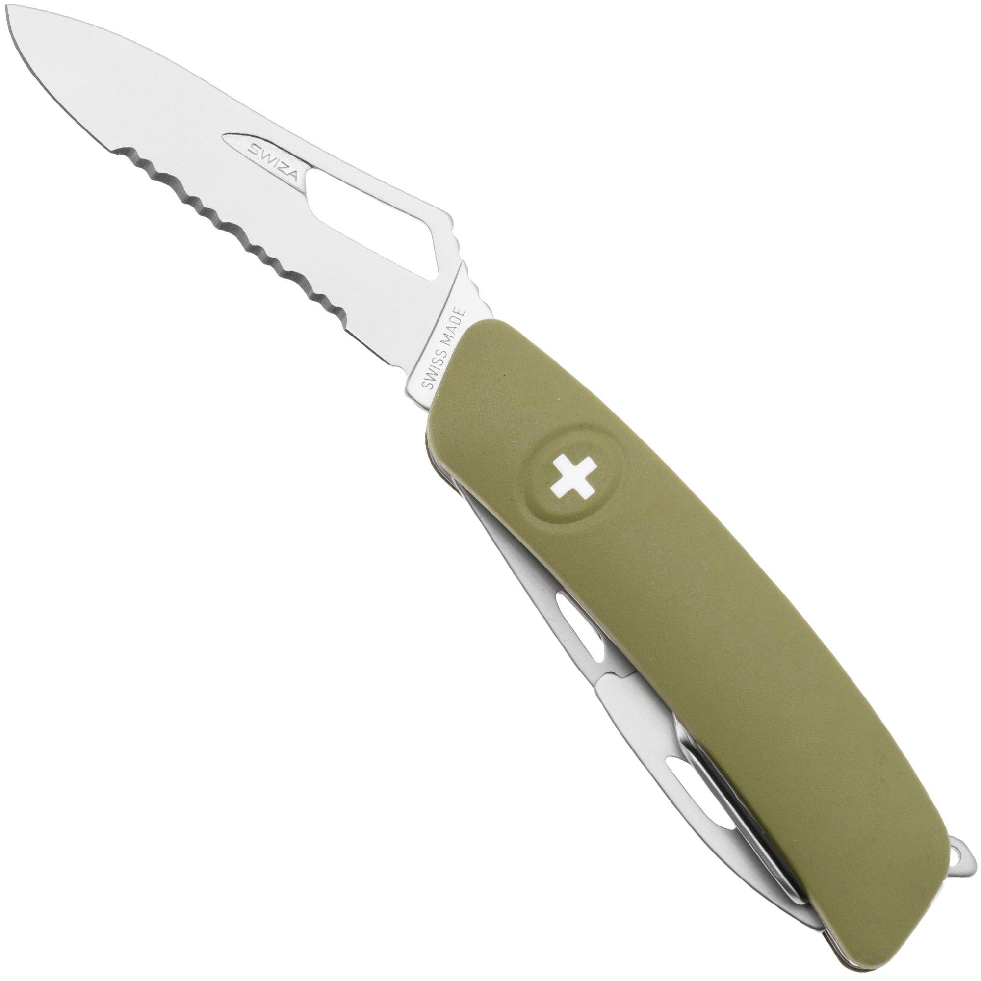 Swiza SH03 TR AM, KST.0036.1050, Olive, Swiss pocket knife, partially serrated, 6 tools
