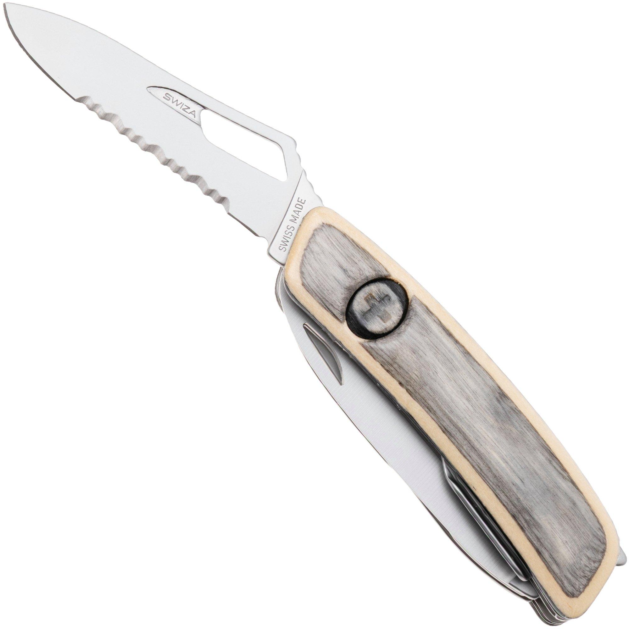 Swiza SH09 TR AM, KST.0136.6520, Laminate White, Swiss pocket knife, partially serrated, 9 tools