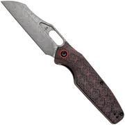 Afbeelding voor Tenable Knives Tuckamore B1052A4 Water Ripple Damascus, Red Black Rose Pattern Carbon Fiber, zakmes, Jonathan Styles design