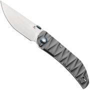Afbeelding voor Tenable Knives Tarkin B1078A1 Stonewashed Nitro-V, Gray Aluminum, Faceted Wave Texture, zakmes, Matthew Christensen design