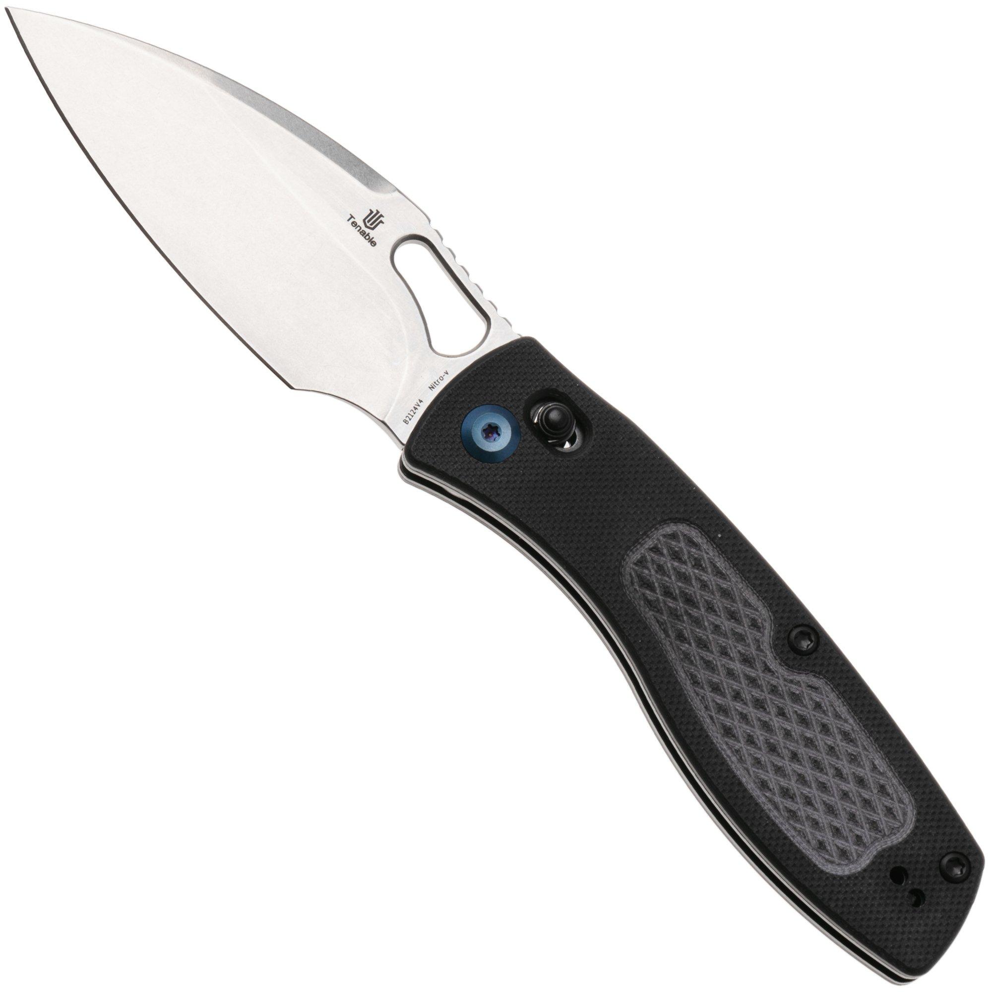 Tenable Knives Heron B2124V4 Stonewashed Nitro-V, Black G10, zakmes, Johan Jordaan design