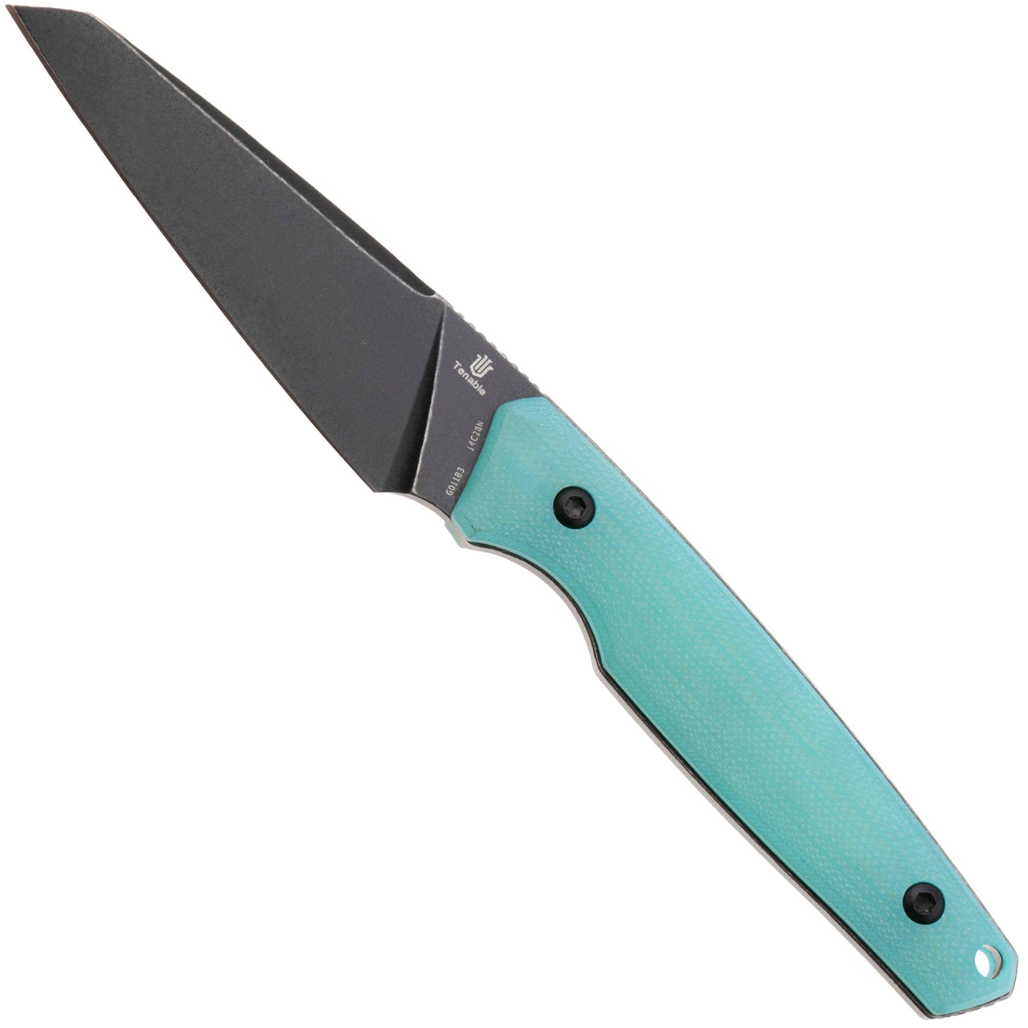 Tenable Knives Parr G011B3 Blackwashed 14C28N, Blue G10, fixed knife Jonathan Styles design