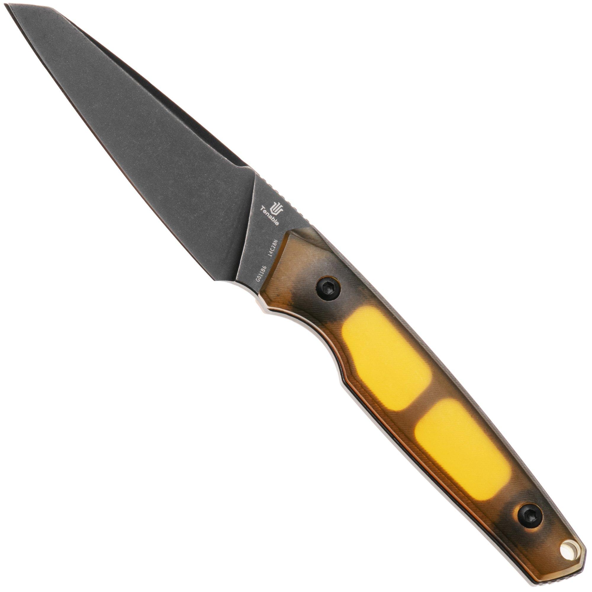 Tenable Knives Parr G011B6 Blackwashed 14C28N, PEI/Ultem, couteau fixe, Jonathan Styles design