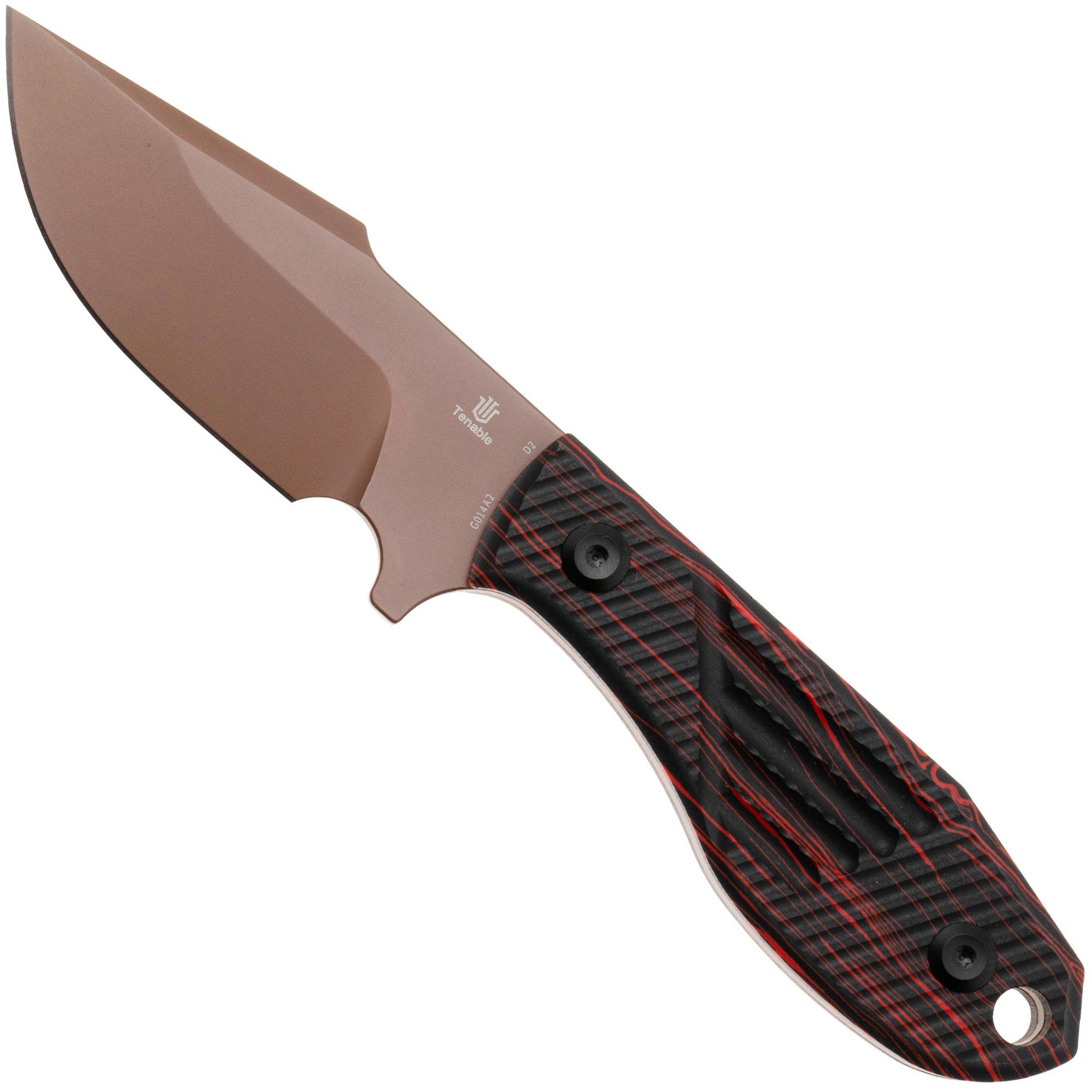 Tenable Knives Tiny Dancer G014A2 Rose Gold Coated D2, Black Red G-Mascus, fixed knife, JB Stout design
