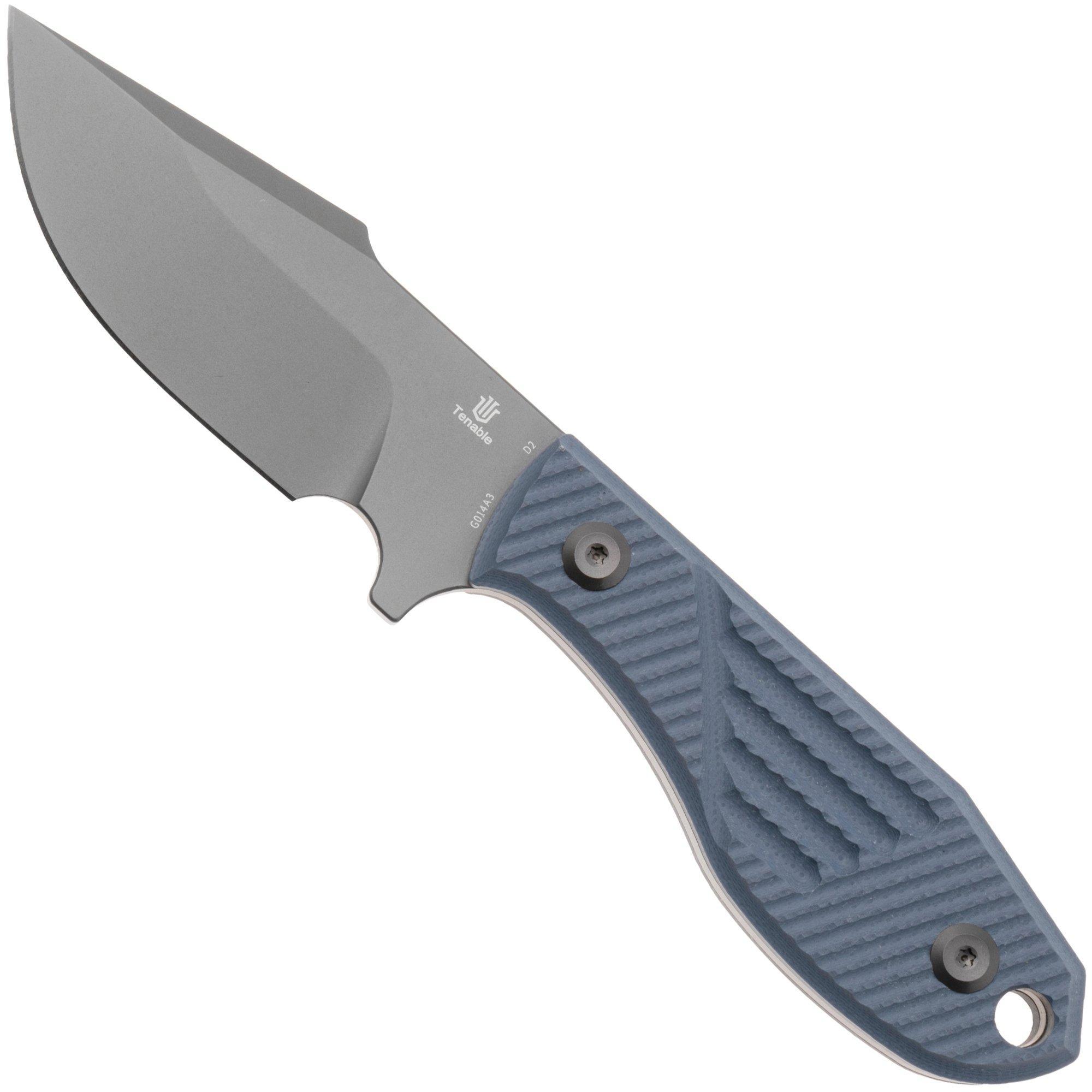 Tenable Knives Tiny Dancer G014A3 Gray Coated D2, Light Gray G10, fixed knife, JB Stout design