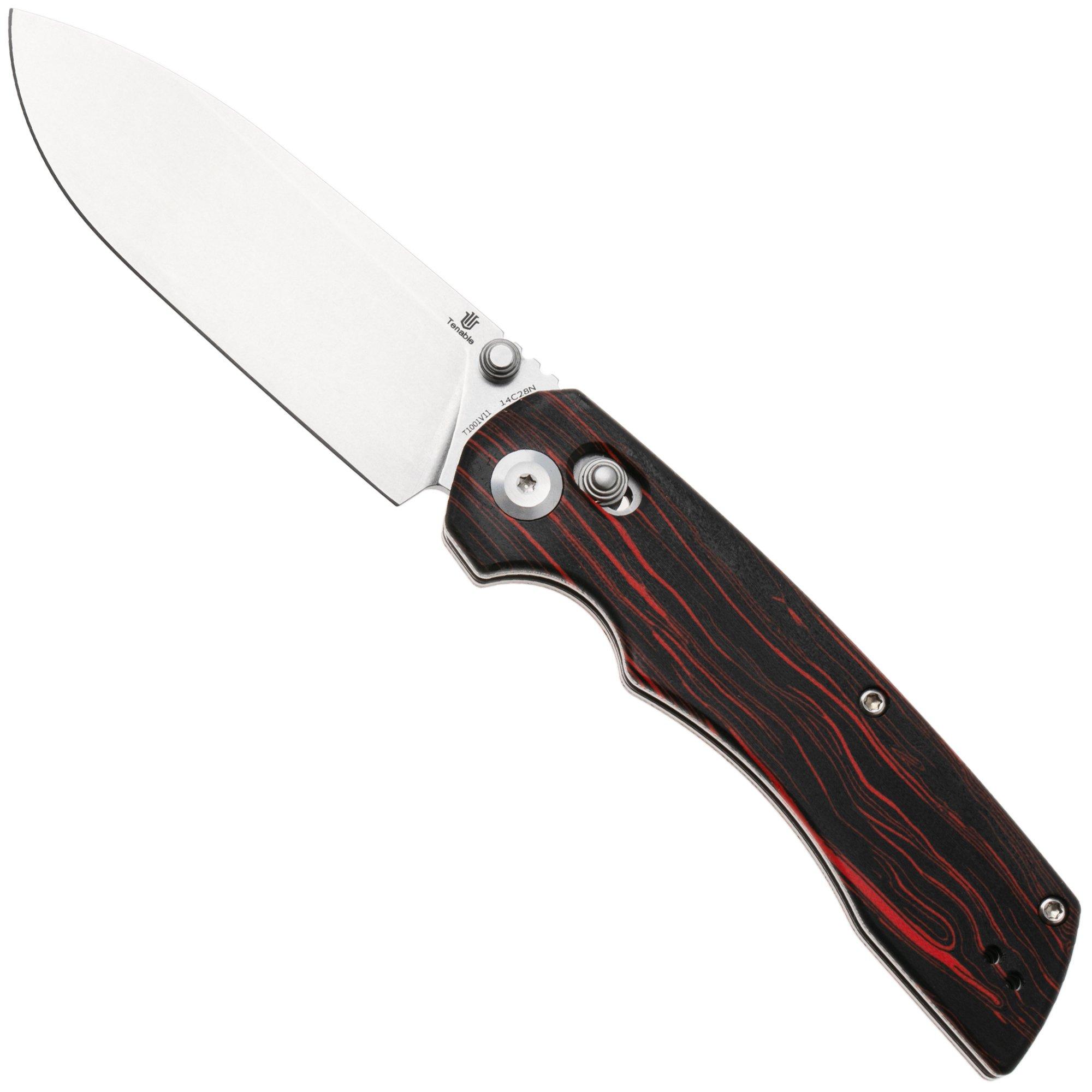 Tenable Knives Kryo T1001V11 Stonewashed 14C28N, Red & Black G-Mascus, zakmes, Kim Ning design