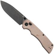 Afbeelding voor Tenable Knives Kryo T1001V5 Blackwashed 14C28N, Brown Micarta, zakmes, Kim Ning design