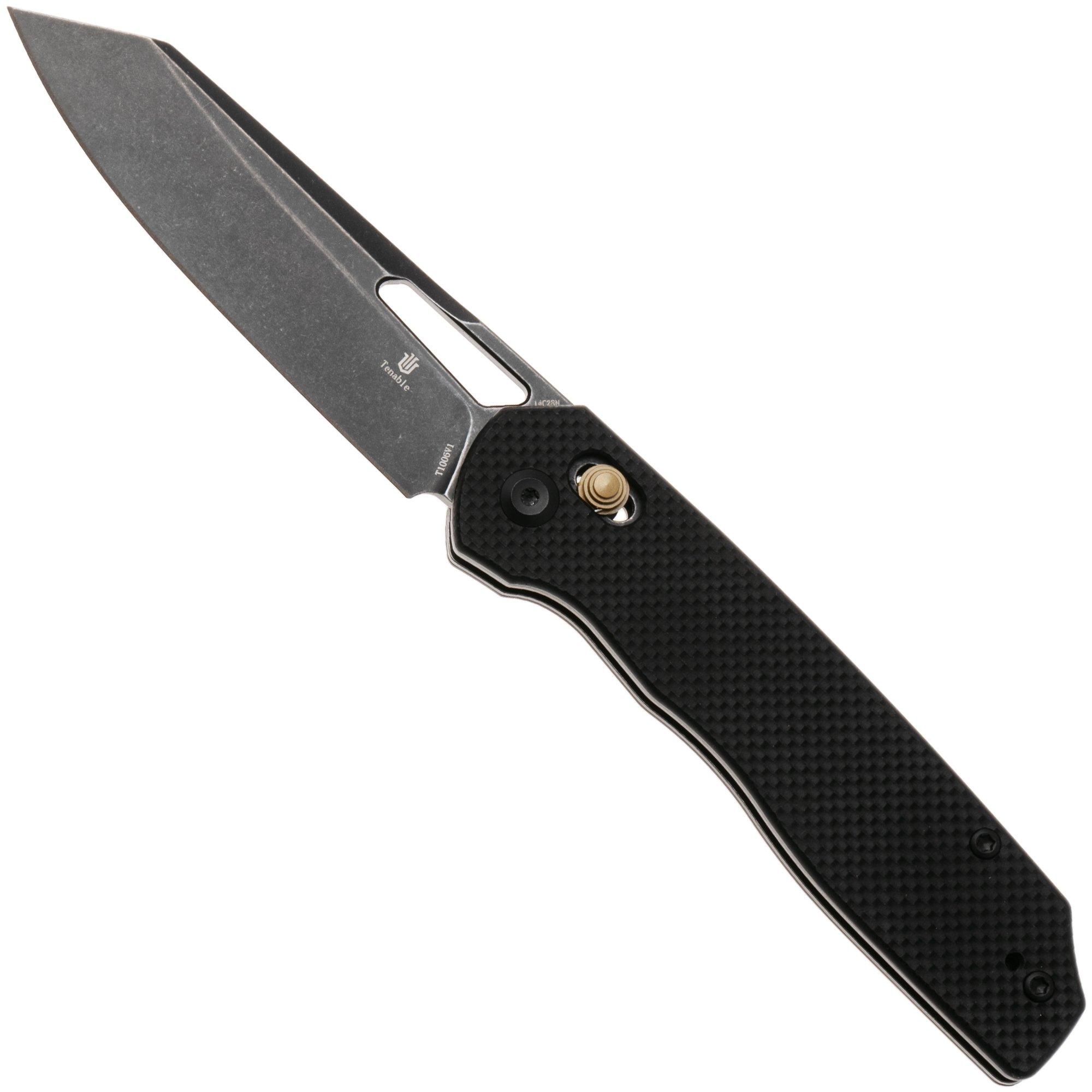 Nóż składany Tenable Knives Shard T1006V1 Blackwashed 14C28N, Black G10, projekt Kim Ning