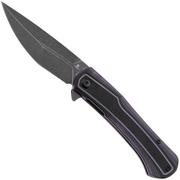 Afbeelding voor Tenable Knives Kratos T1024A3 Blackwashed Nitro-V, Black Purple G10, zakmes, Ostap Hel design