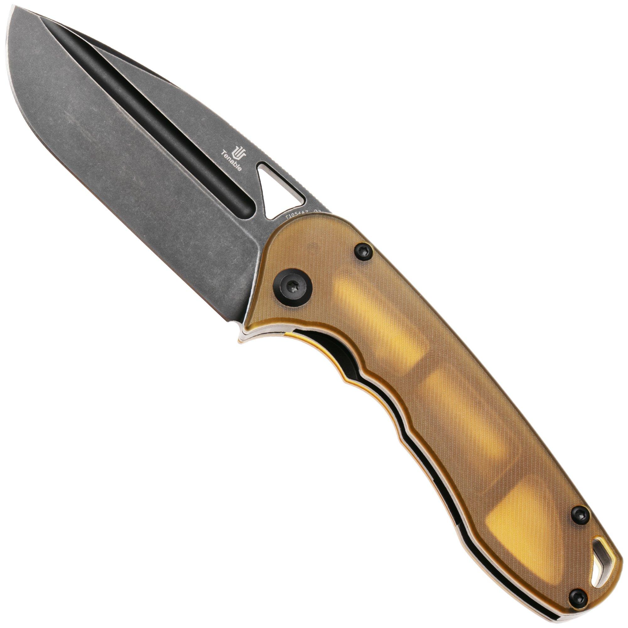 Tenable Knives Bömbur T1054A7 Blackwashed D2, PEI/Ultem, zakmes, Midgards Messer design