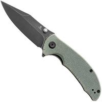 Obraz dla Nóż składany Tenable Knives Rei T1061A2 Blackwashed 14C28N, Green Micarta, projekt Karambit Maker