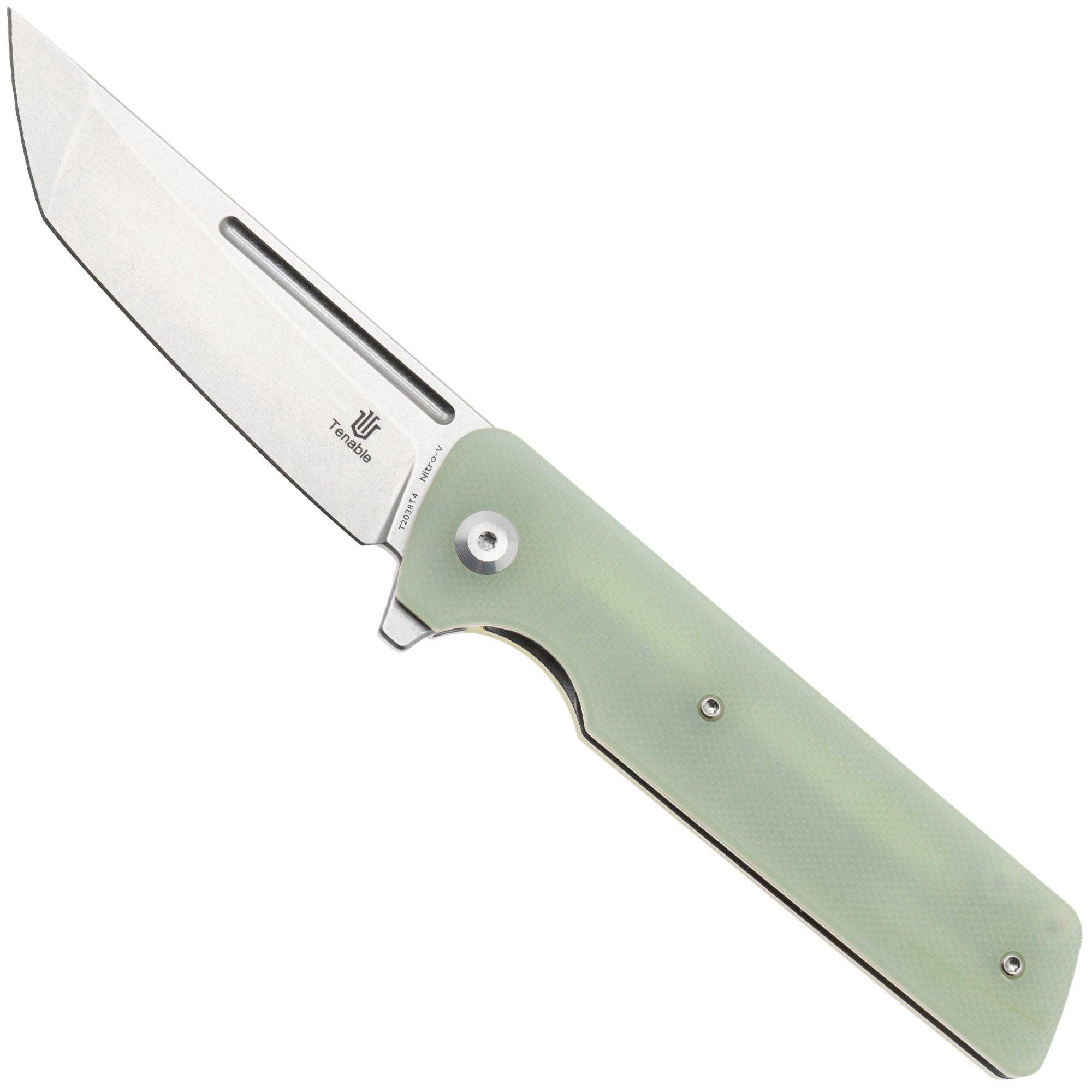 Nóż składany Tenable Knives Anomaly T2038T4 Stonewashed Nitro-V, Jade G10, projekt Pinkerton Knives