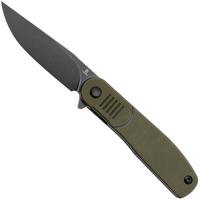 Image for Tenable Knives Einar T2072A1 Blackwashed Nitro-V, Olive Green Black G10, pocket knife, Justin Lundquist design