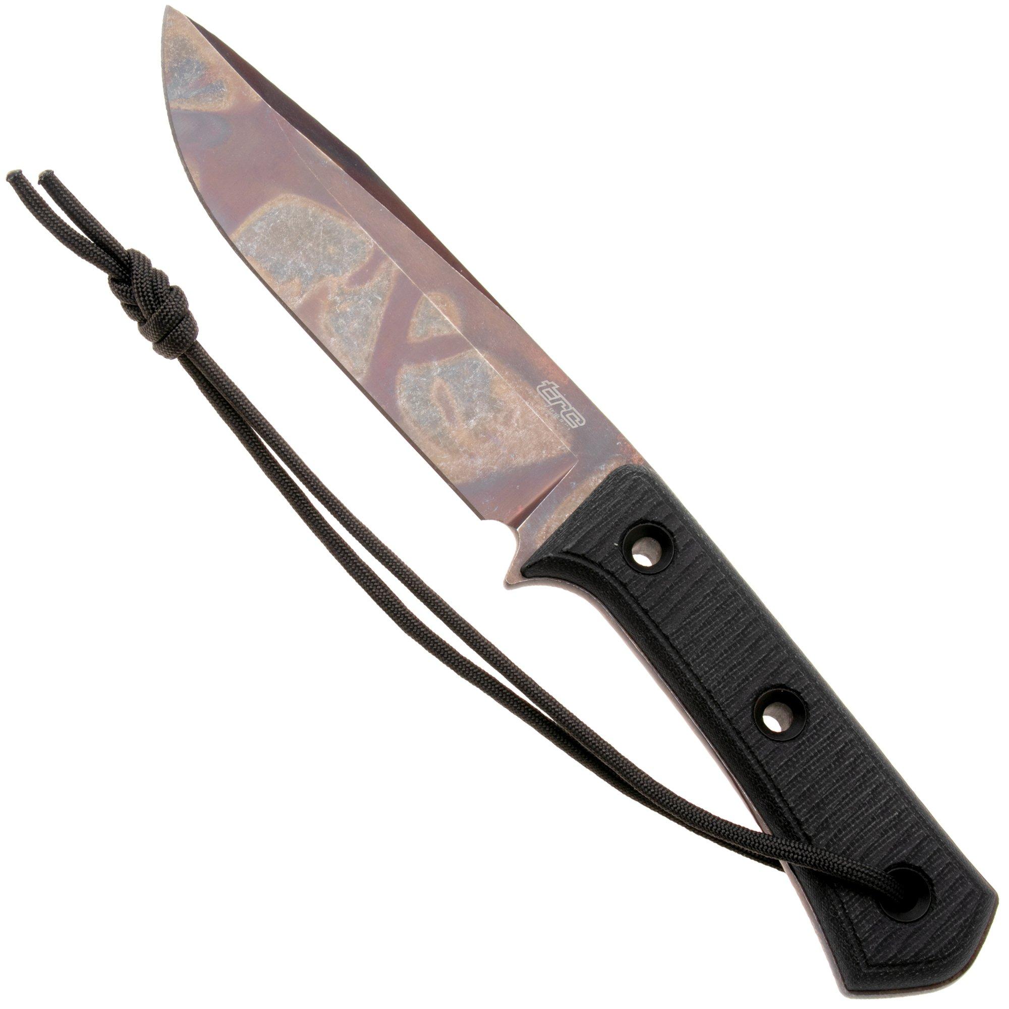 TRC Knives Apocalypse Prime APOP-PA-EL-BCM-K Post Apocalyptic Elmax, Black Canvas Micarta, vaststaand mes