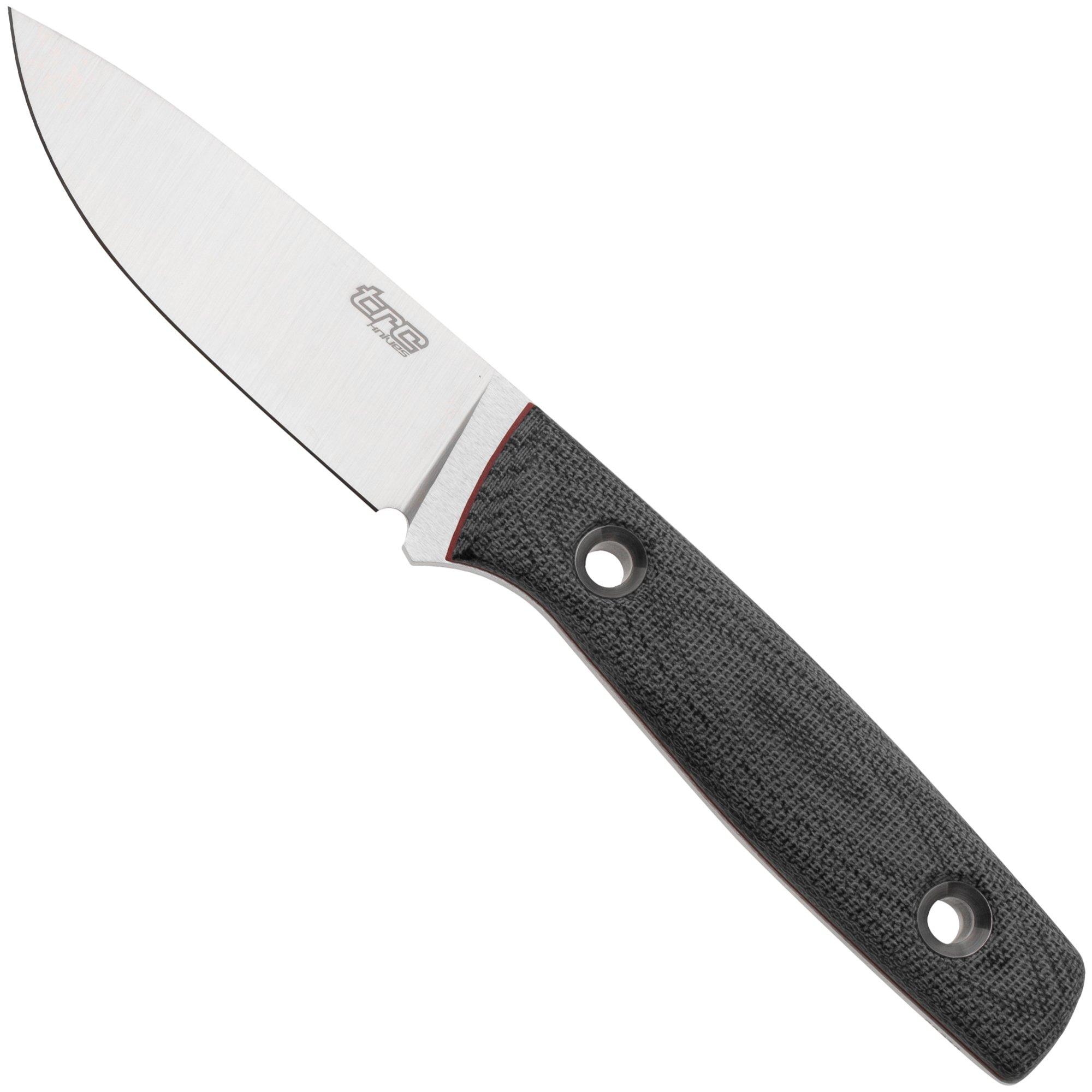 TRC Knives Classic Freedom, FFG Satin Böhler M390, Black Canvas Micarta Red Liner, Kydex Sheath, Outdoormesser