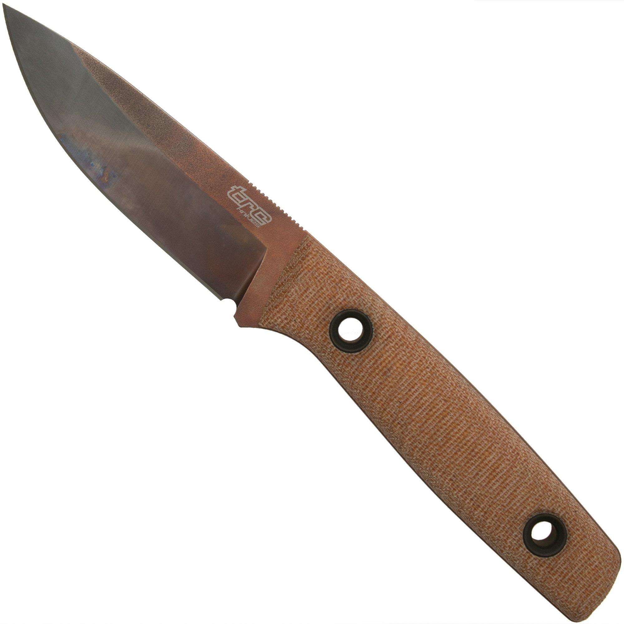TRC Knives Classic Freedom, M390 Apocalypse Finish, Natural Canvas Micarta, outdoormes