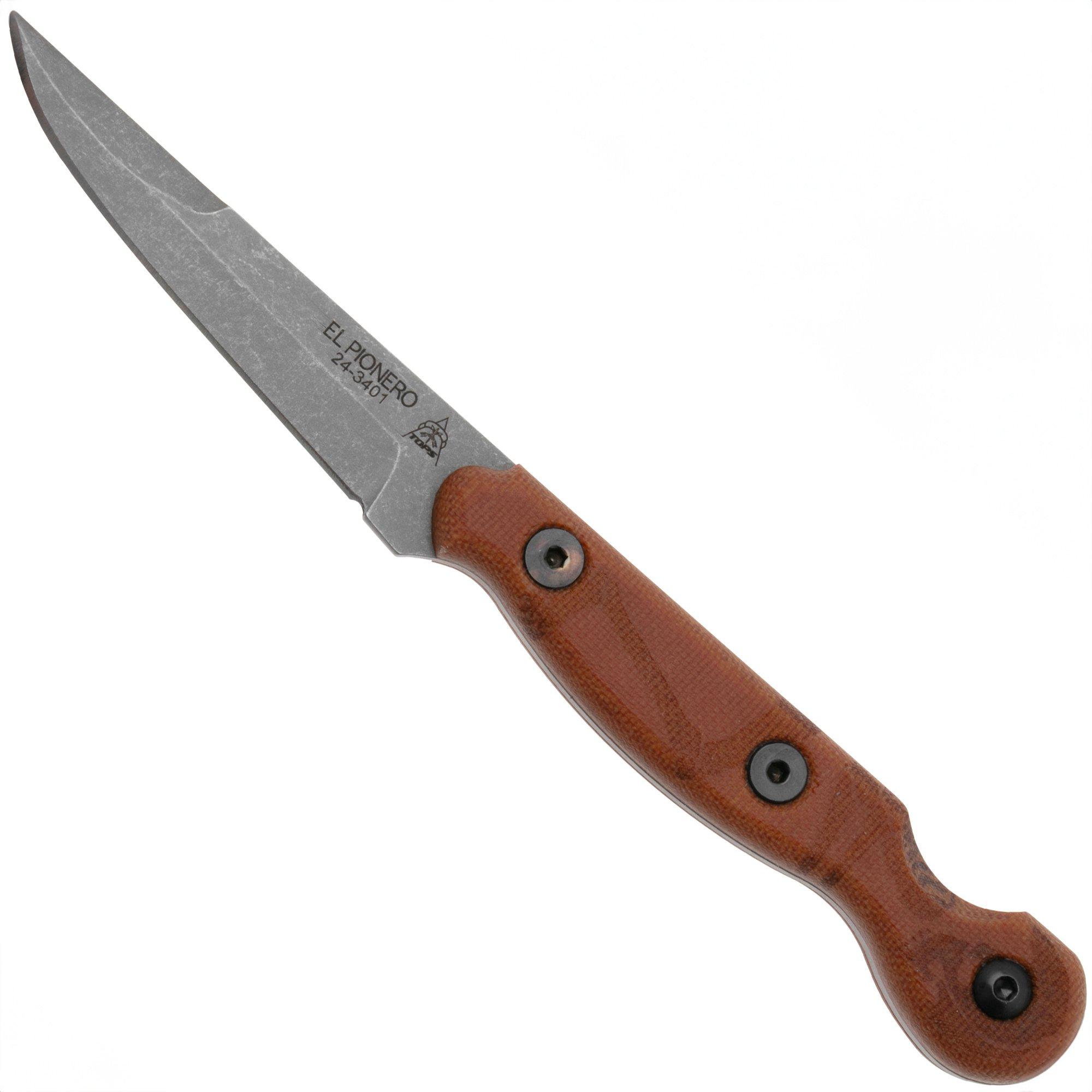 Nóż z głownią stałą Tops El Pionero ELPO-01 Tan Canvas Micarta