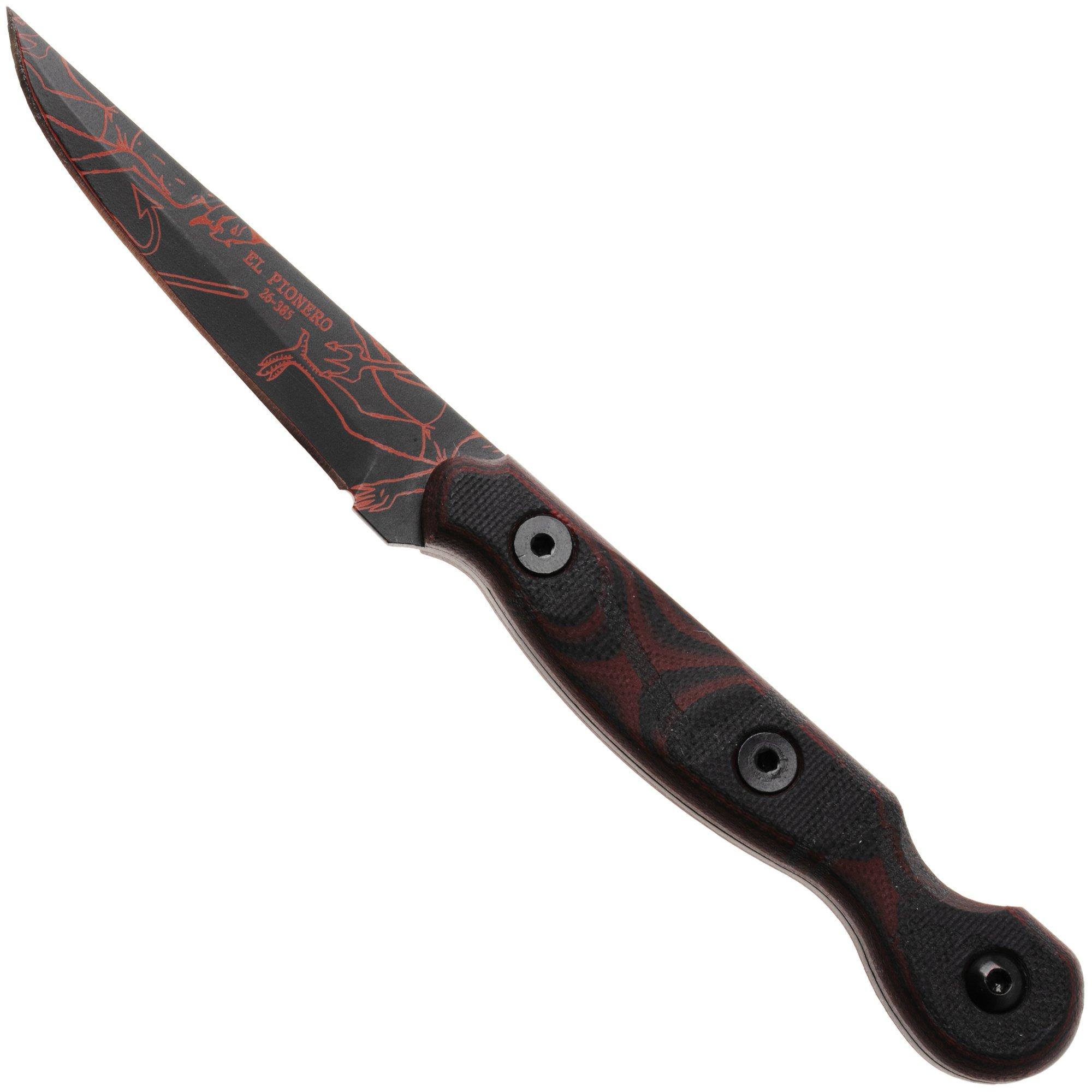 TOPS Knives El Pionero Diablito Edition ELPOL-01, Black Cerakote 1095, Black G10, vaststaand mes, Ed Calderon design