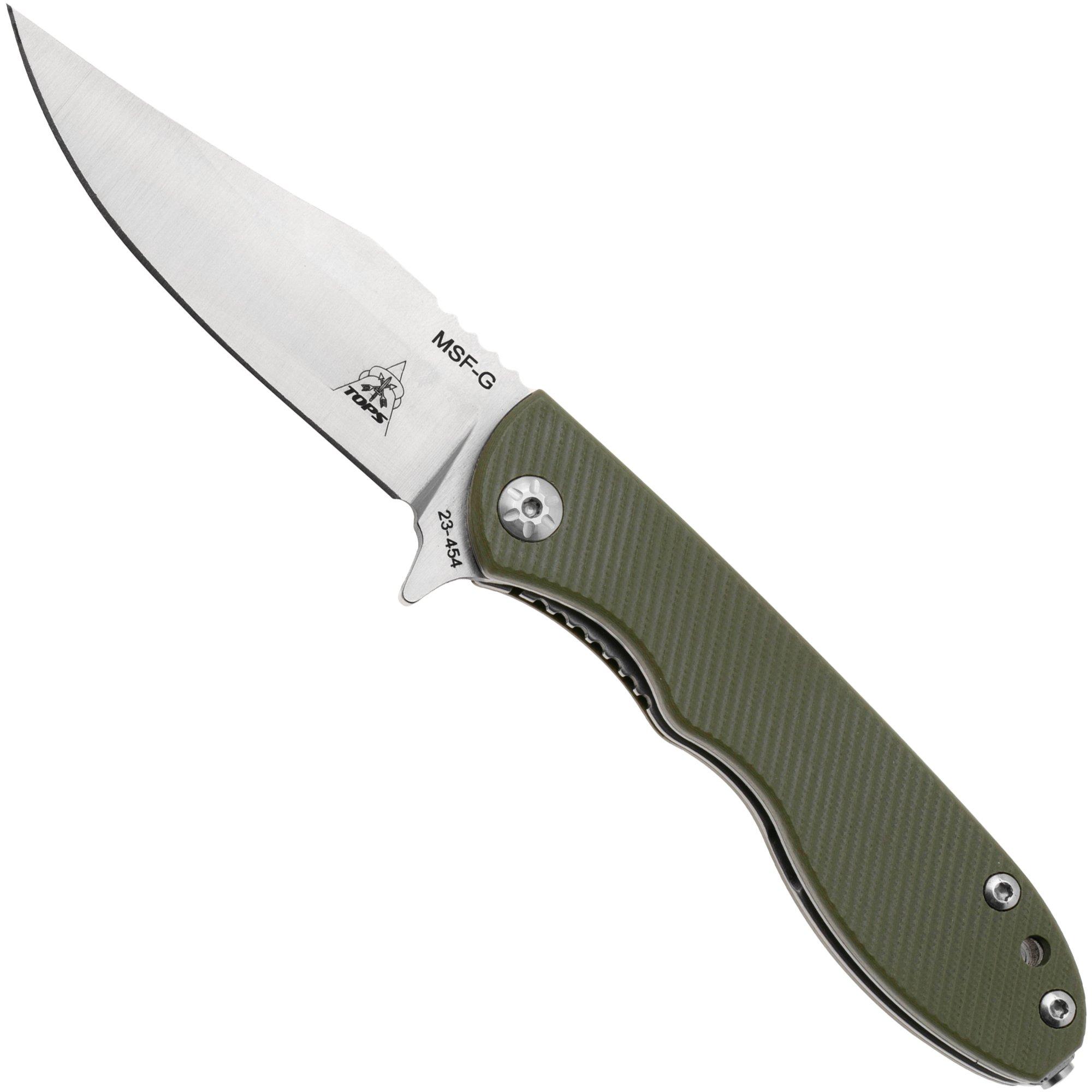 Nóż składany TOPS Knives Mini Scandi Folder MSF-G, Satin Elmax, Green G10