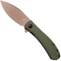Afbeelding voor Trollsky Knives Mandu XL, Burns Twice Edition, MT025-XL, Gold PVD 14C28N, OD Green G10 zakmes