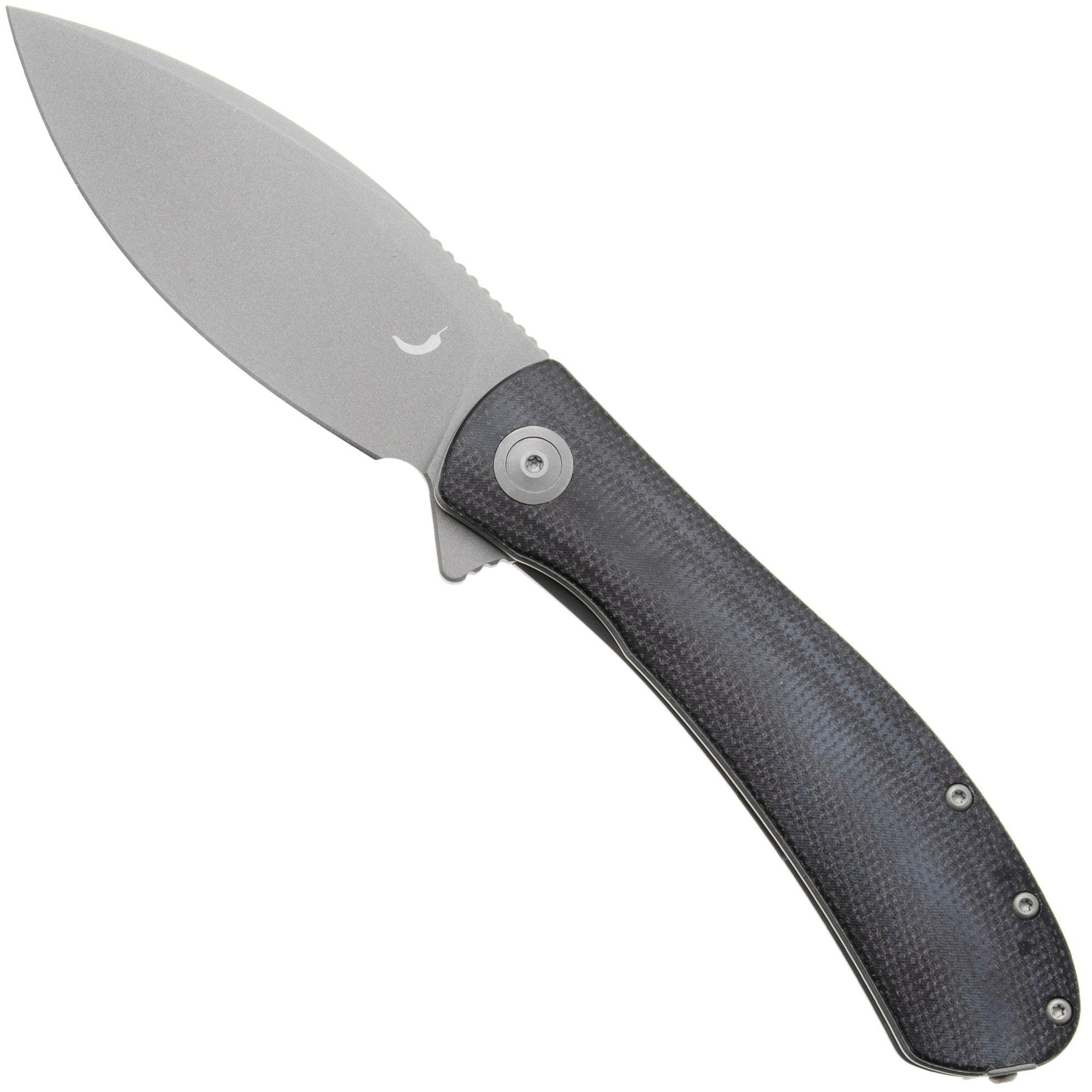 Trollsky Knives Mandu XL MT036-XL Dark Bead Blast 14C28N, Black Micarta, zakmes