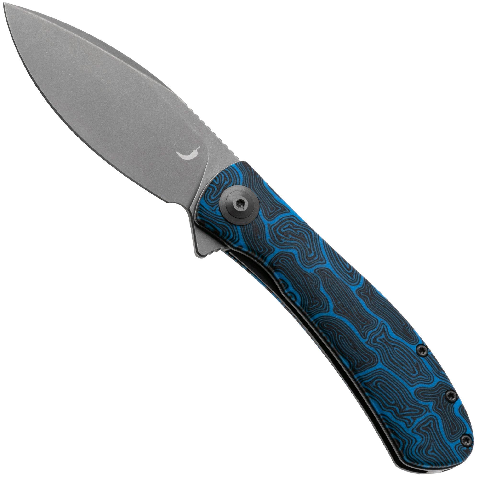 Trollsky Knives Mandu EVO MTE011 Stonewashed 14C28N, Blue Turtle G10, Taschenmesser, Michael Trollsky Design