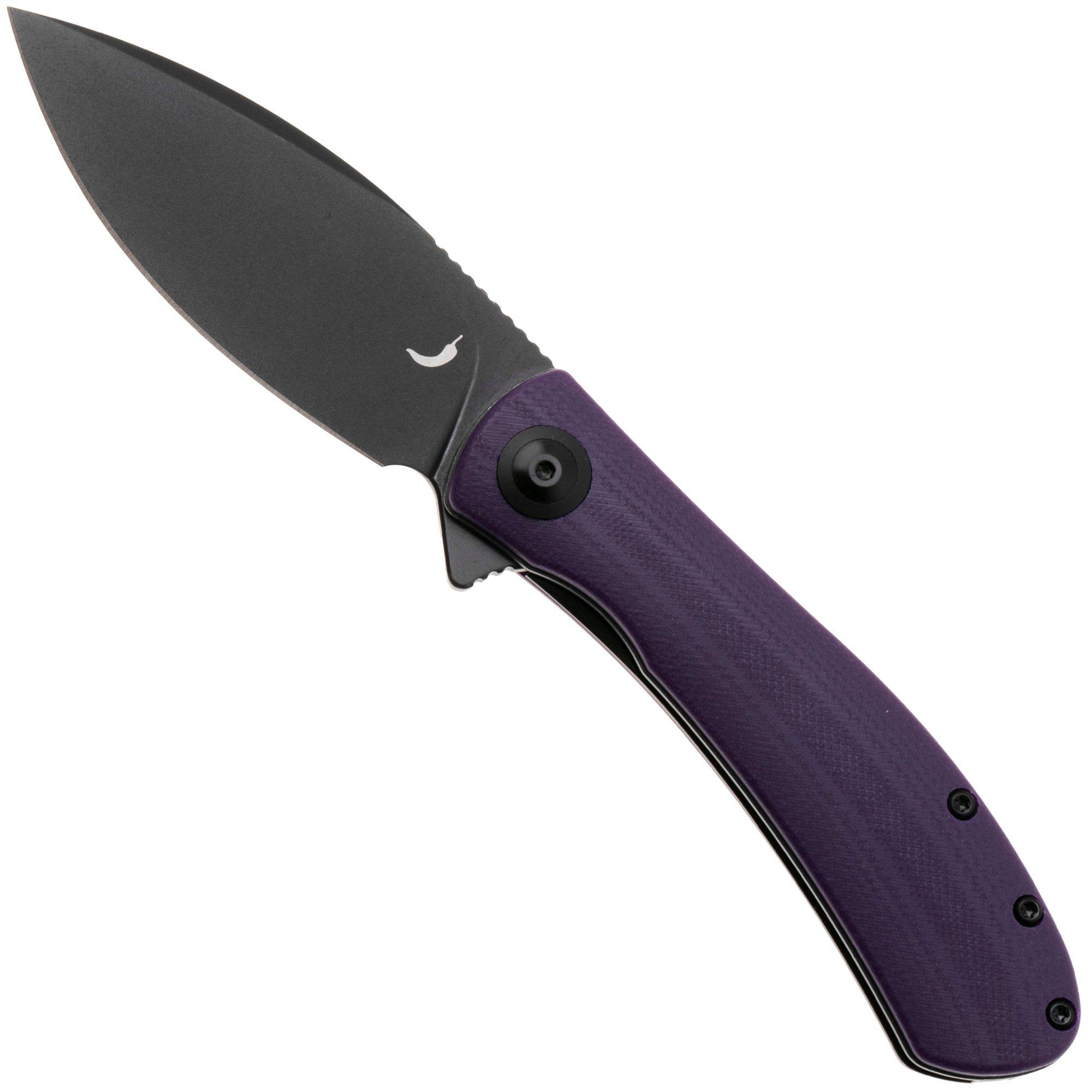 Trollsky Knives Mandu Evo MTE014 Blackwashed MagnaCut, Purple G10, pocket knife, Michael Trollsky design