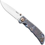 Afbeelding voor Spartan Blades Harsey Folder 3.25 Angel SF10ANGLSW, Stonewashed CPM MagnaCut, Blue Titanium zakmes, Bill Harsey design