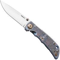 Afbeelding voor Spartan Blades Harsey Folder 3.25 Angel SF10ANGLSW, Stonewashed CPM MagnaCut, Blue Titanium zakmes, Bill Harsey design