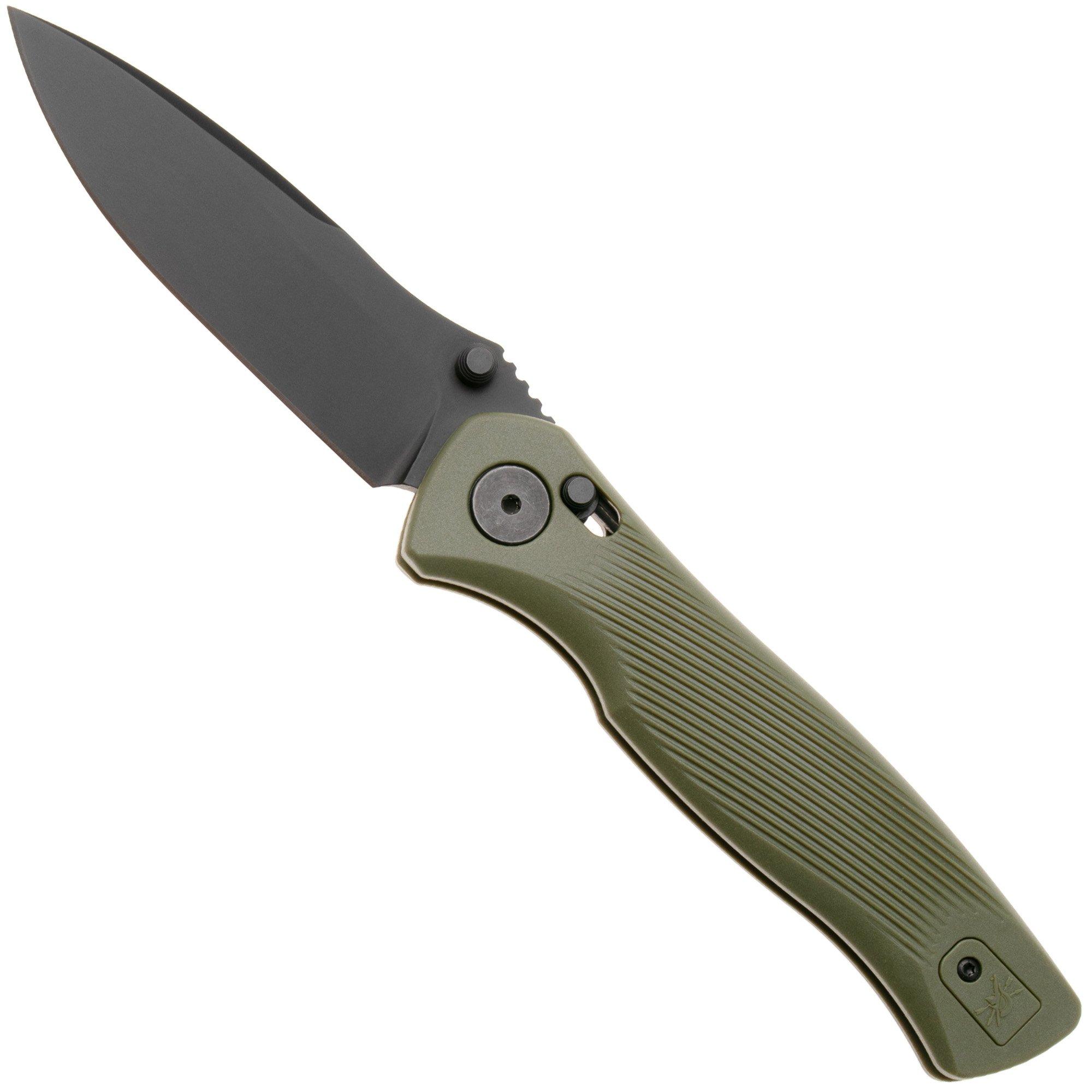 Spartan Blades Eleos SFBL15BKGR, Black PVD 154CM, OD Green GFN zakmes, Curtis Iovito design