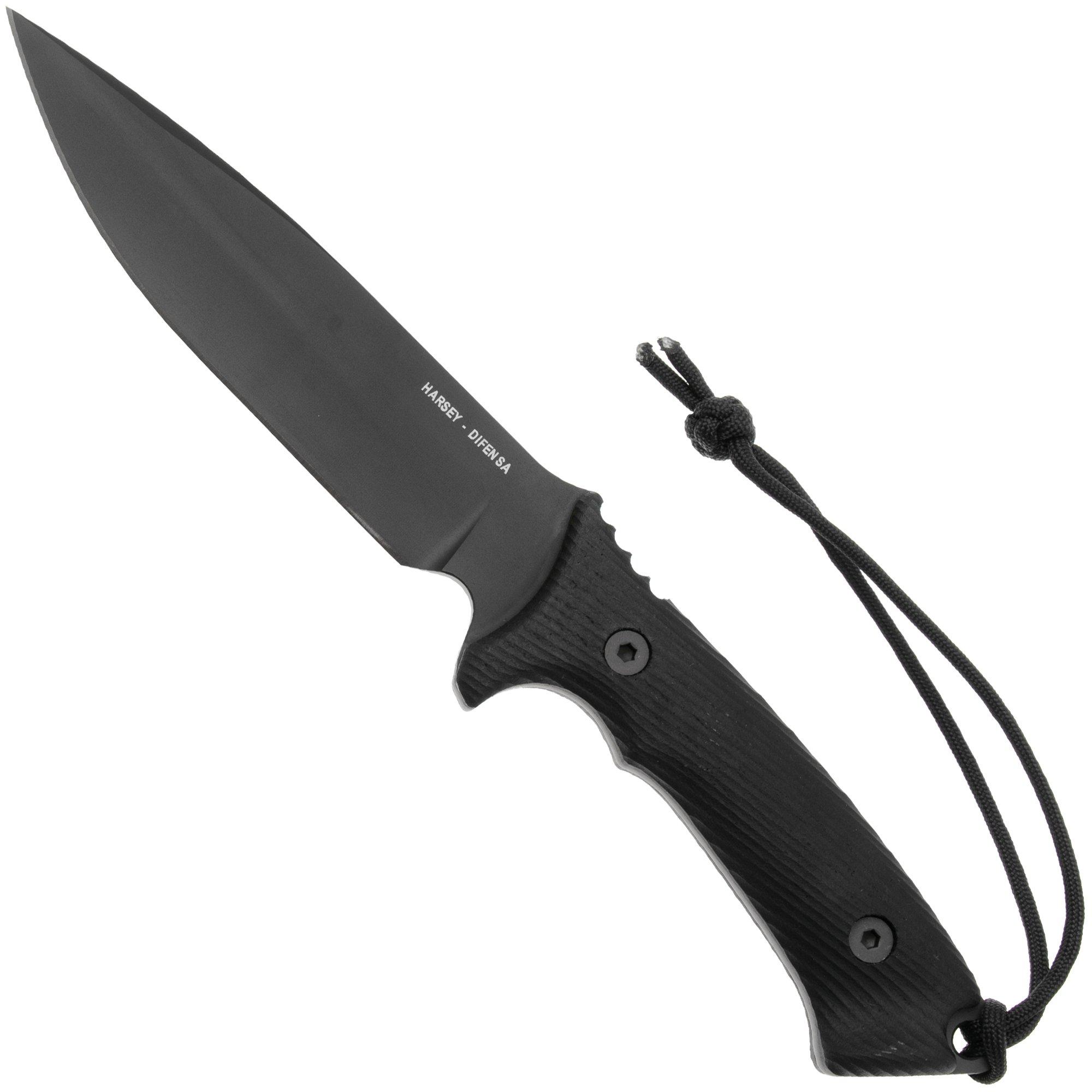 Spartan Blades Harsey Difensa SB19BKBKKYBK Black, Black Micarta, Survival Messer, Kydex Scheide