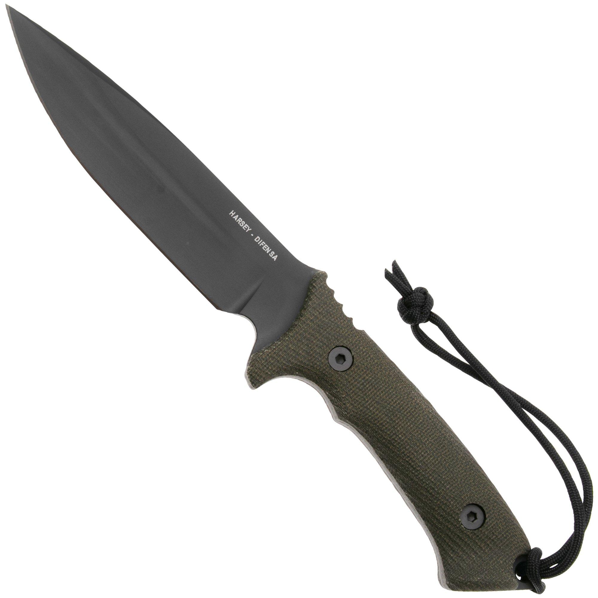 Spartan Blades Harsey Difensa SB19BKGRKYBK Black, Green Micarta, Survival Messer, Kydex Scheide