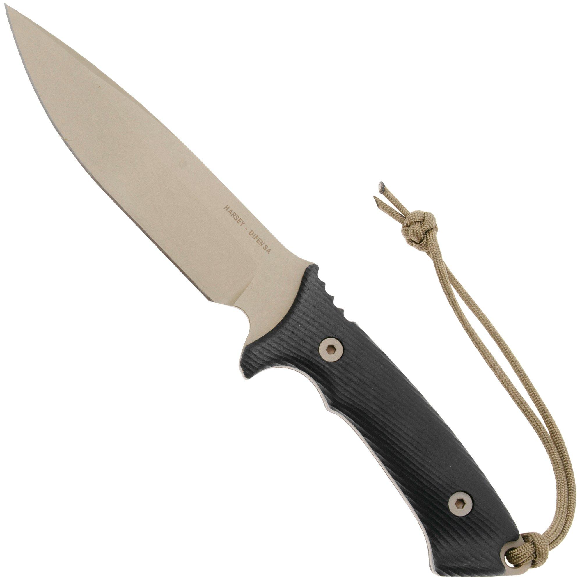 Spartan Blades Harsey Difensa SB19DEBKKYTN Flat Dark Earth, Black Micarta, Survival Messer, Kydex Scheide