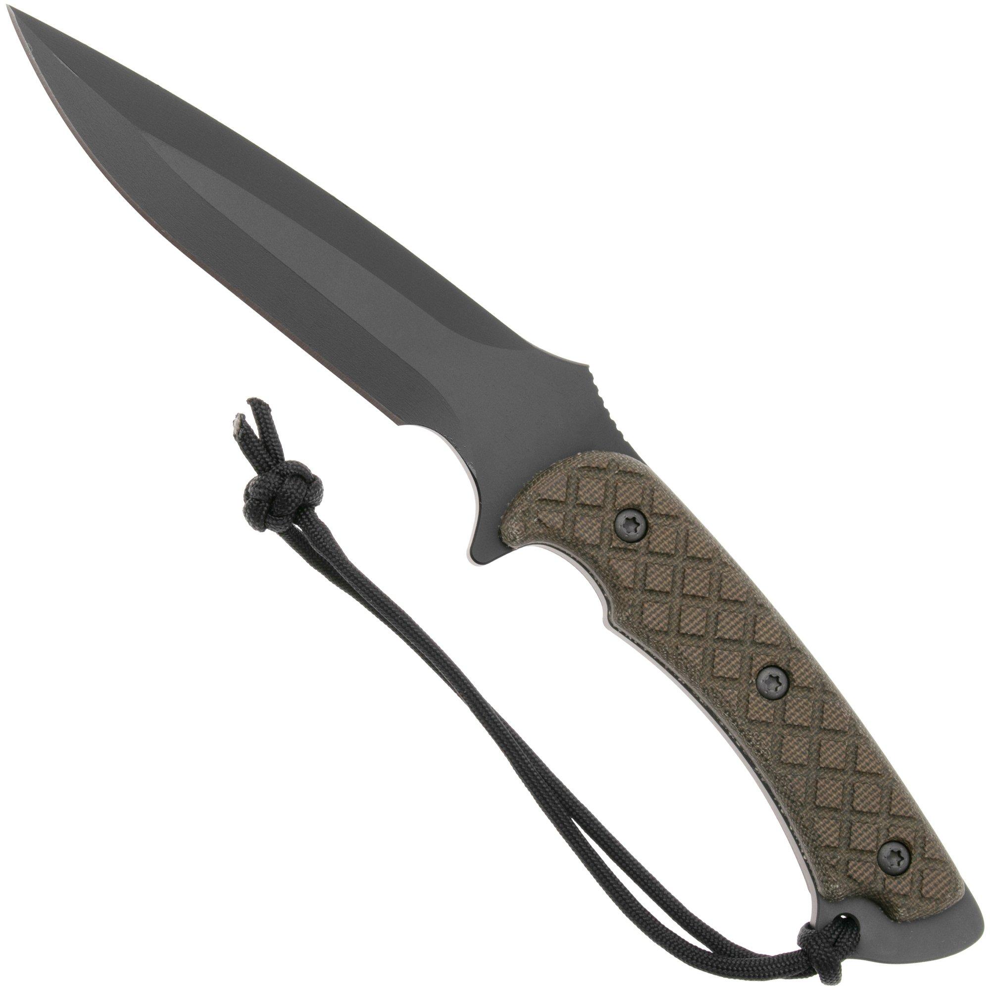 Spartan Blades Ares SB1BKGRKYBK Black, Green Micarta, couteau de survie, étui en kydex