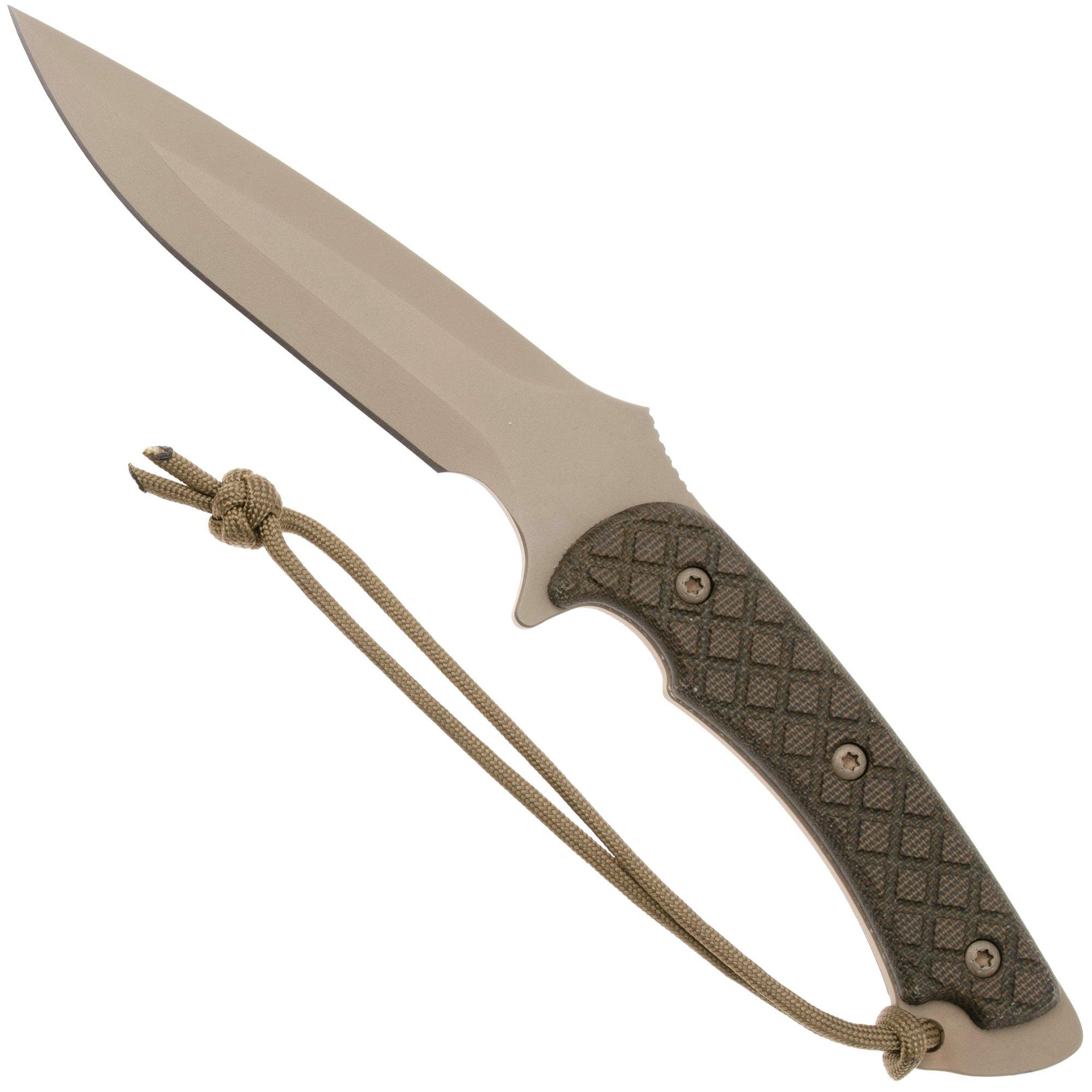 Spartan Blades Ares SB1DEGRKYTN Flat Dark Earth, Green Micarta, Survival Messer, Kydex Scheide