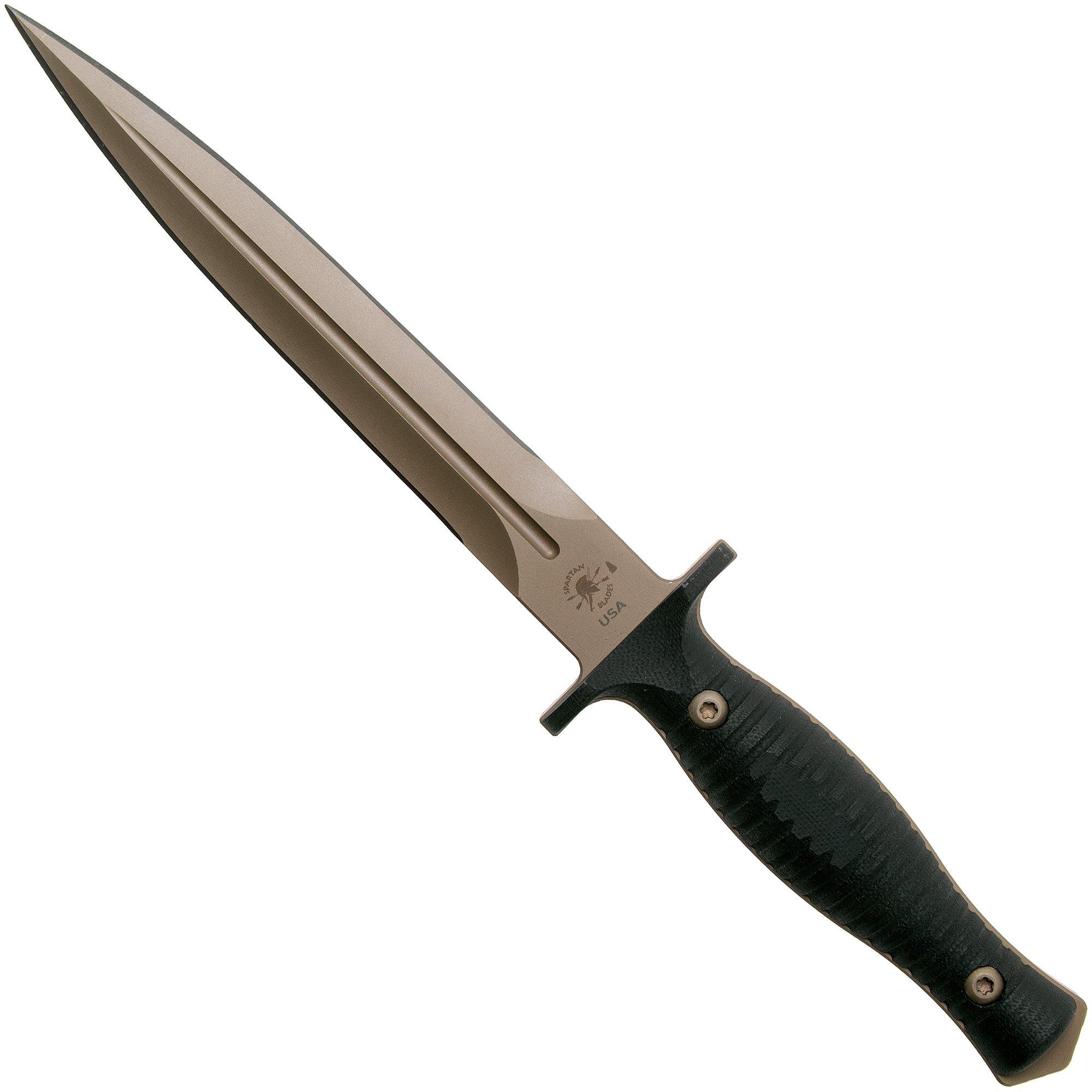 Spartan Blades George V14 Dagger Flat Dark Earth Blade, Black Handle, Dolch